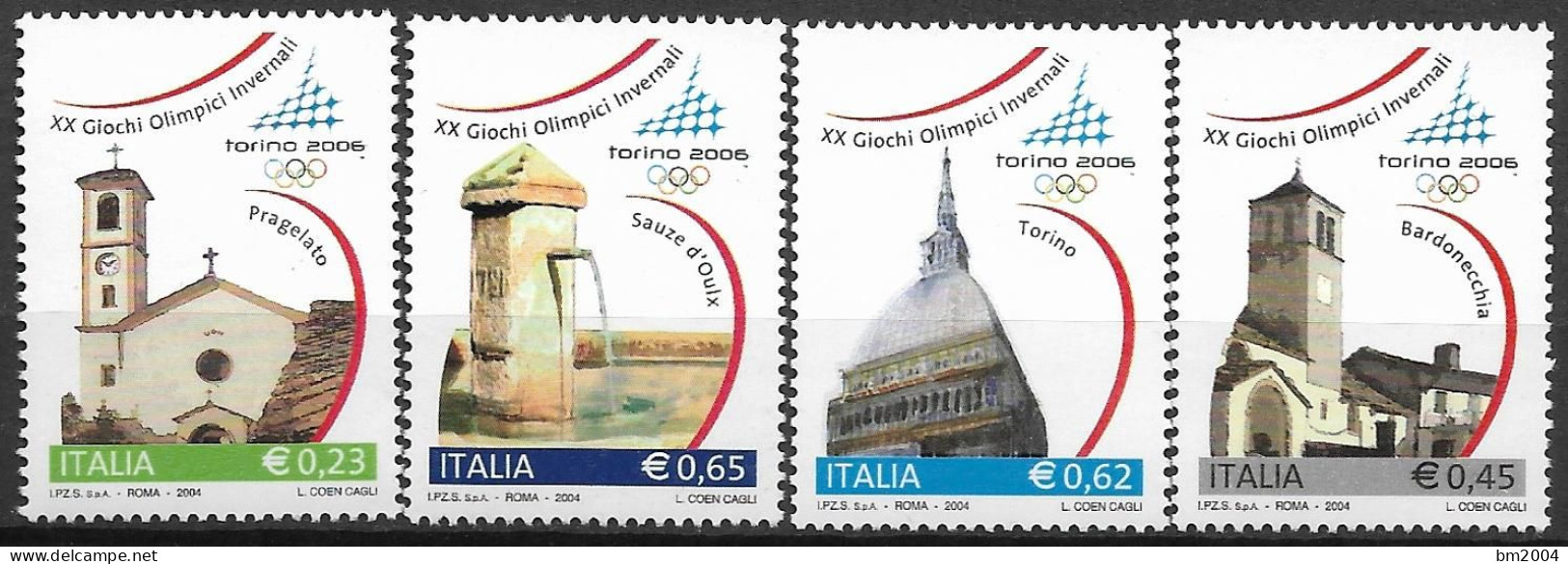 2004 Italien  Mi. 2951-4 **MNH Olympische Winterspiele 2006, Turin - 2001-10: Neufs