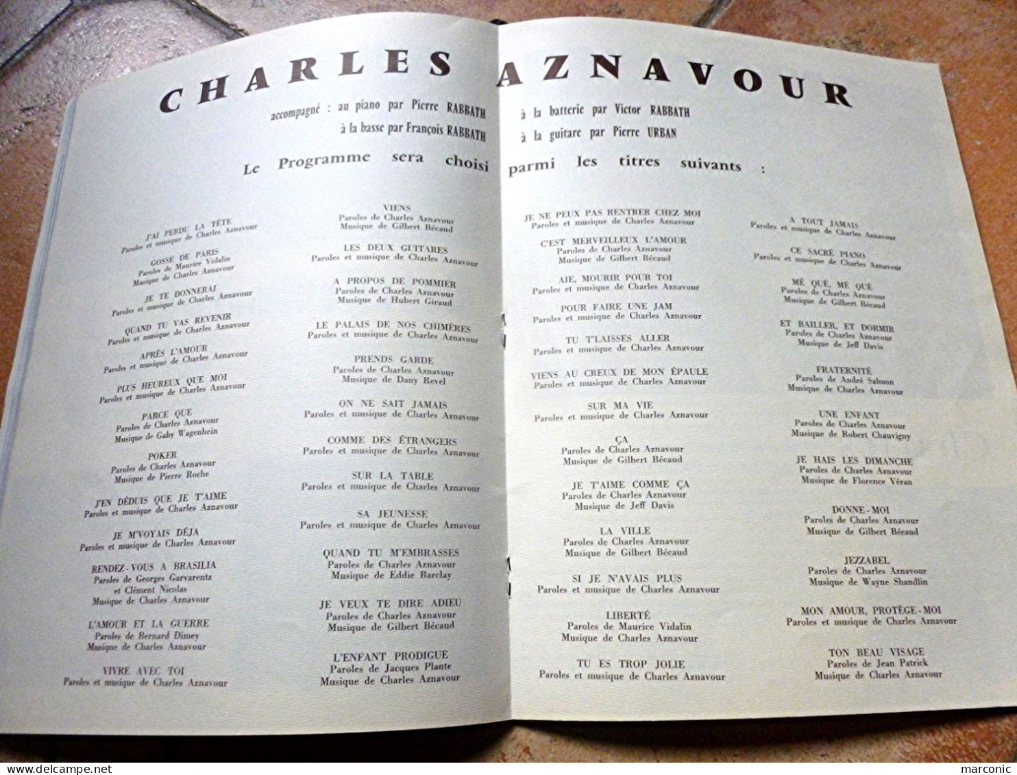 Programme OLYMPIA - CHARLES AZNAVOUR 1980 - Programmes