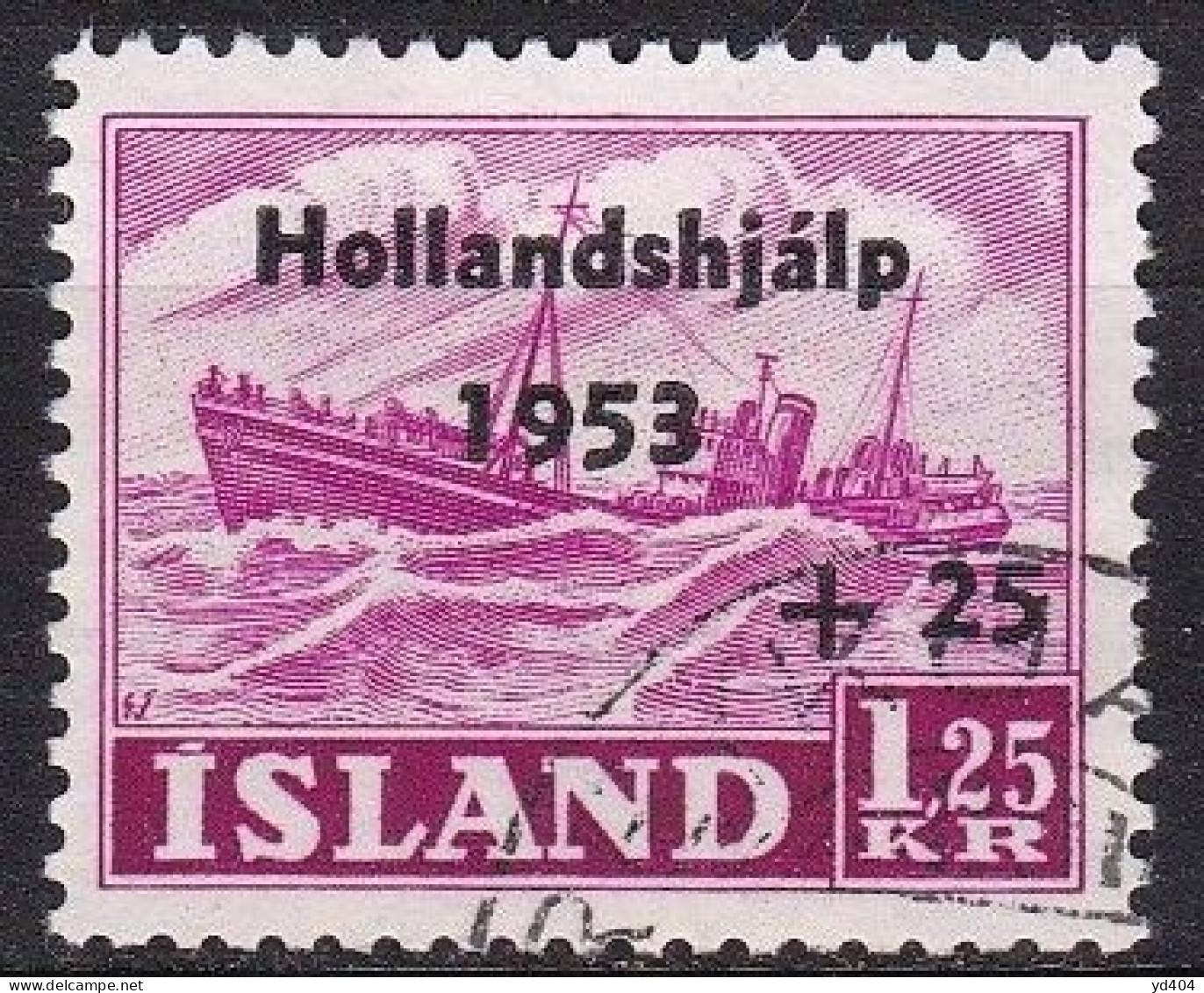 IS056B – ISLANDE – ICELAND – 1953 – RELIEF FUND FOR NETHERLANDS – SC # B13 USED - Usados