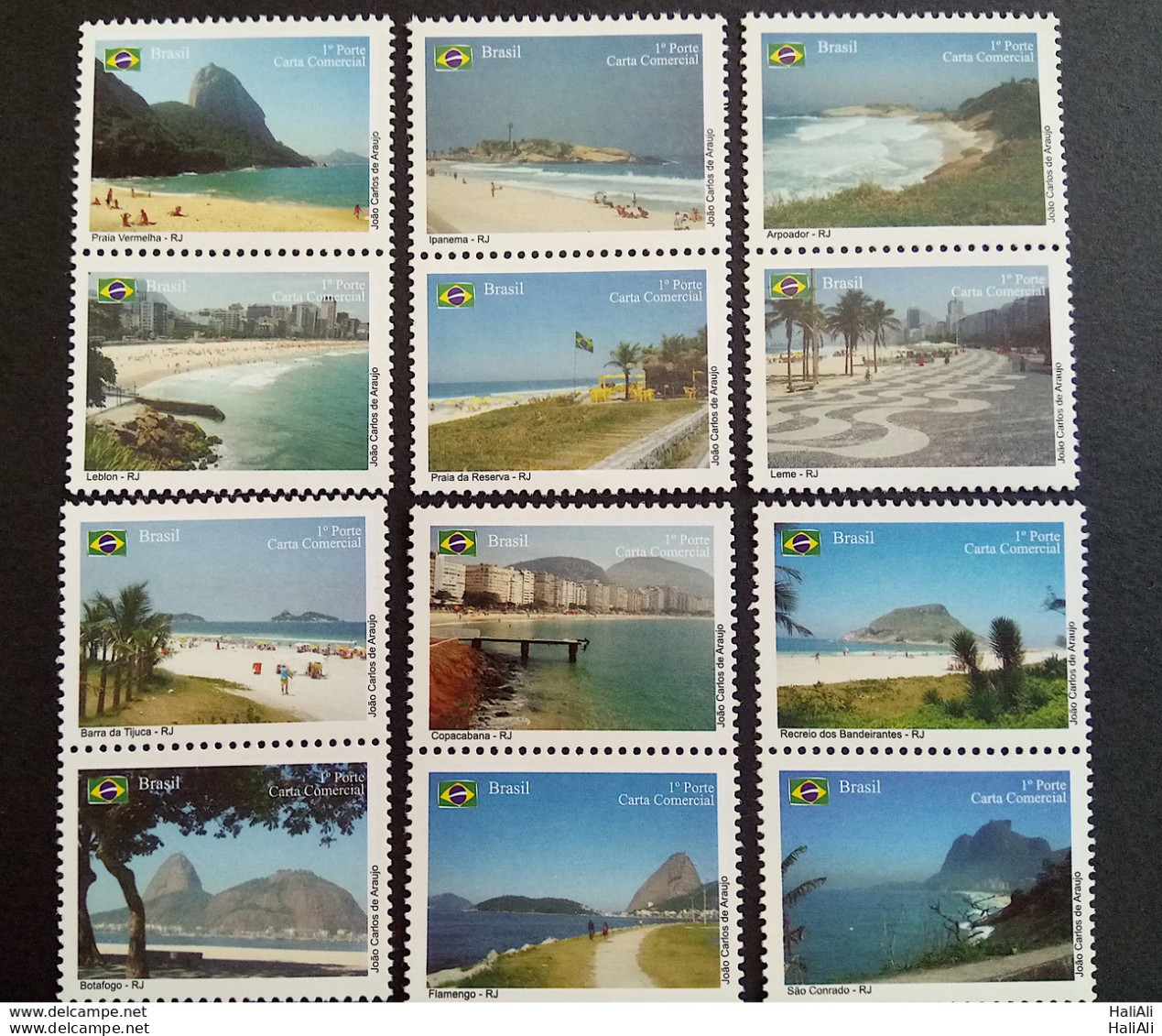 C 2927 Brazil Depersonalized Stamp Tourism Rio De Janeiro Cariocas Beach 2009 Complete Series - Personalisiert