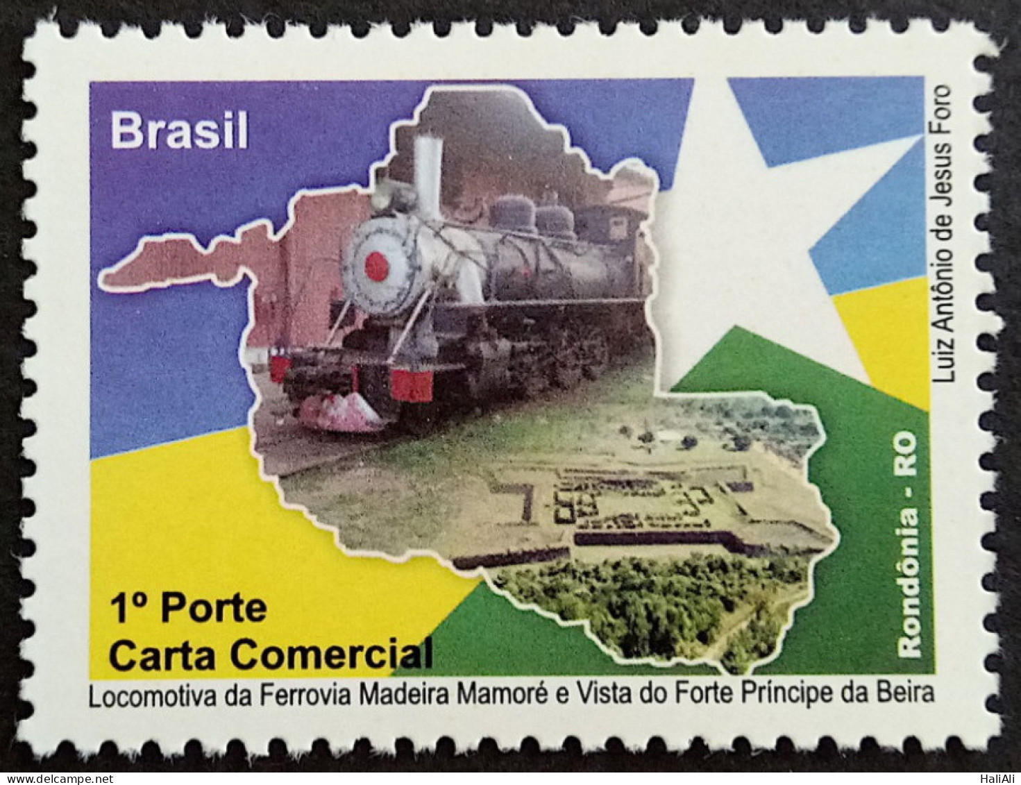 C 2926 Brazil Depersonalized Stamp Tourism Rondonia Train Map Flag Star 2009 - Personalized Stamps