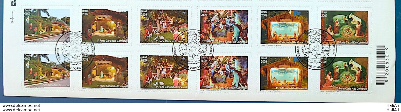 C 2916 Brazil Stamp Christmas Religion Crib 2009 Complete Series 2x CBC SP Bar Code - Nuovi