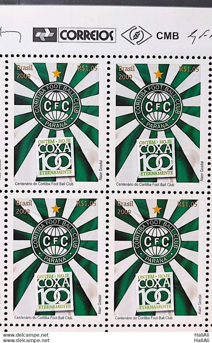 C 2909 Brazil Stamp 100 Years Of Coritiba Futebol 2009 Block Of 4 Vignette Correios - Nuovi