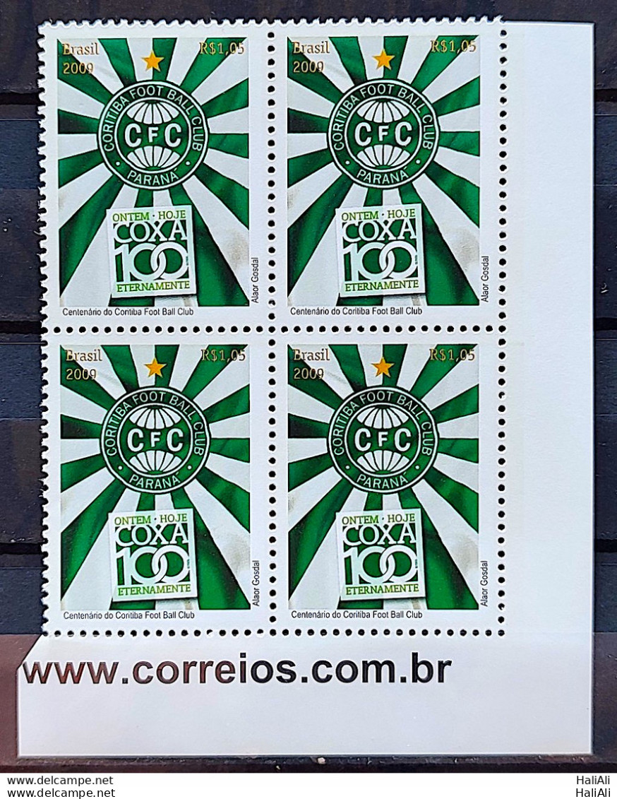 C 2909 Brazil Stamp 100 Years Of Coritiba Futebol 2009 Block Of 4 Vignette Site - Nuovi