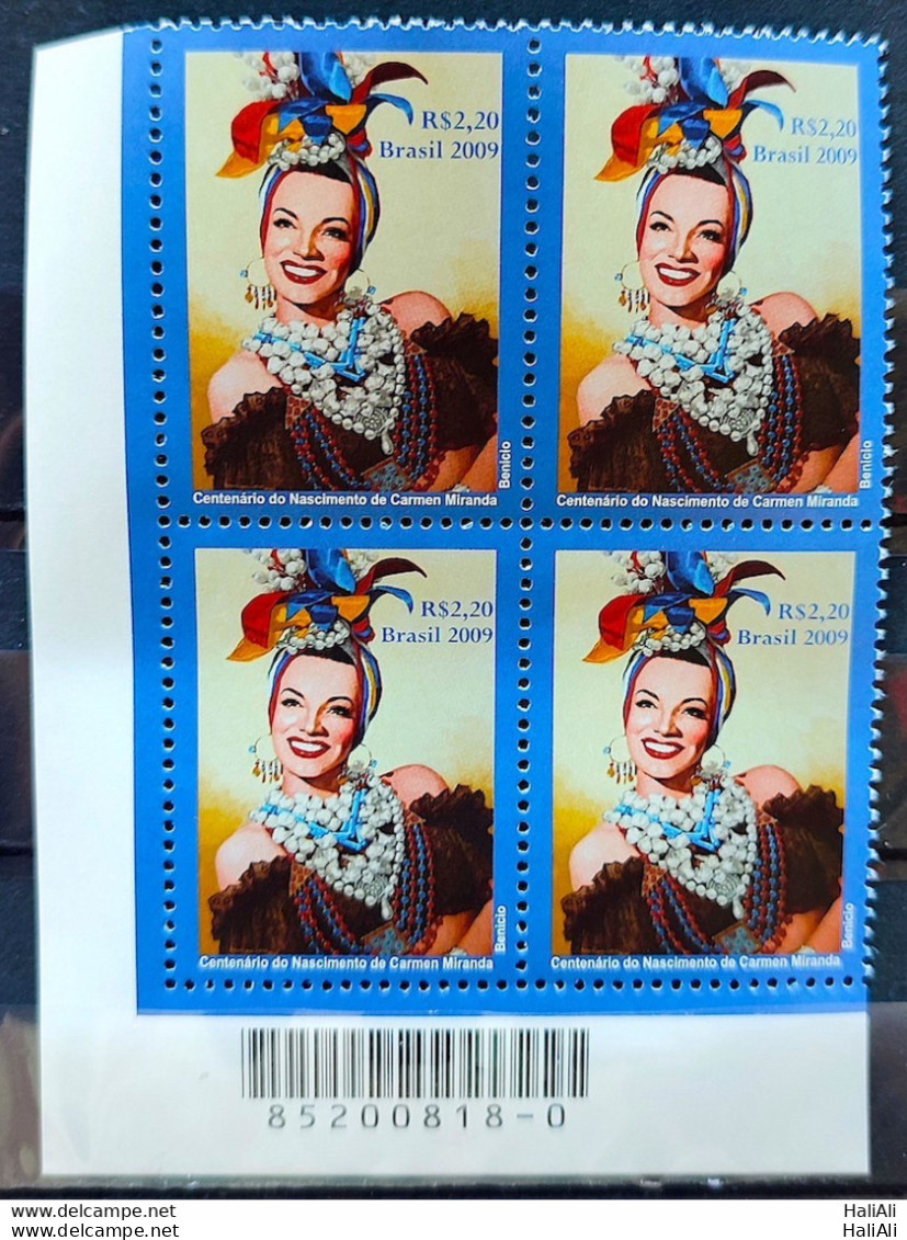 C 2906 Brazil Stamp Carmen Miranda Music Woman 2009 Block Of 4 Bar Code 1 - Nuovi