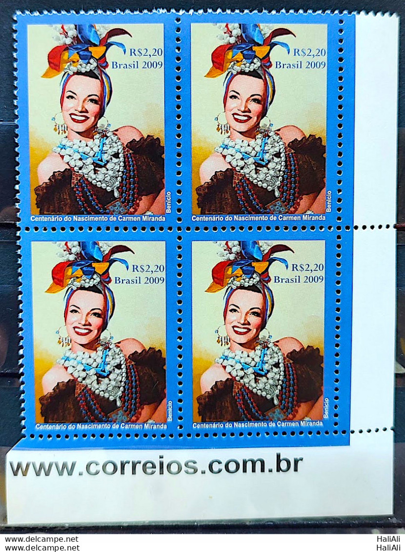 C 2906 Brazil Stamp Carmen Miranda Music Woman 2009 Block Of 4 Vignette Site - Nuovi