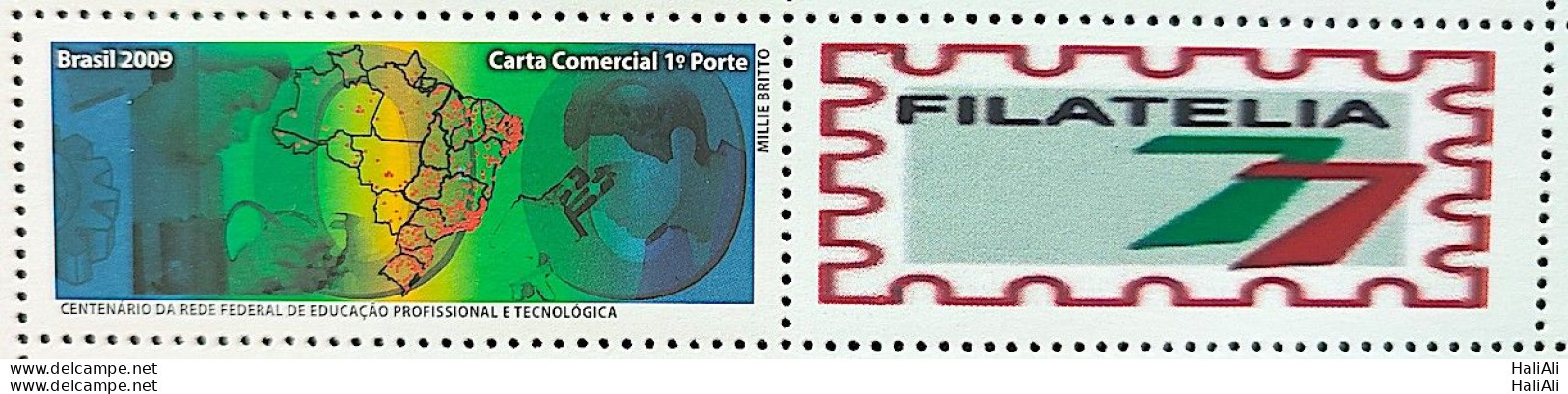 C 2899 Brazil Personalized Stamp Education Technology Science Map 2009 - Personalizzati
