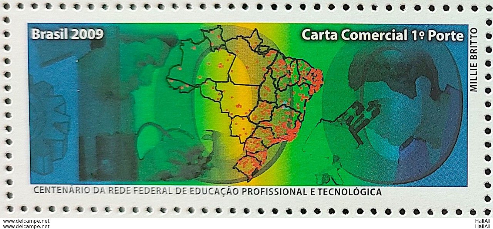 C 2899 Brazil Depersonalized Stamp Network Of Professional Education Technology Ciencia Map 2009 - Personalisiert