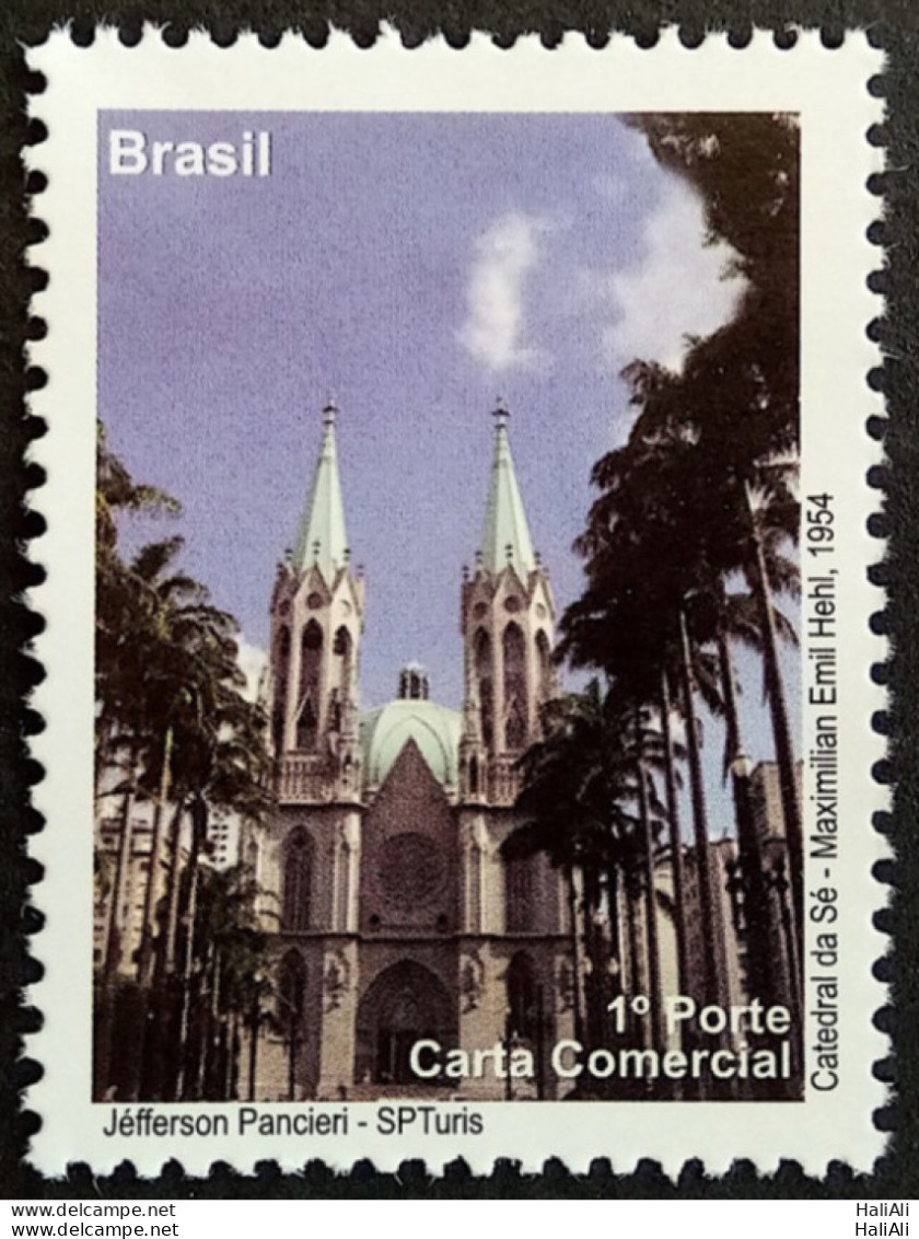 C 2893 Brazil Depersonalized Stamp Tourism Sao Paulo 2009 Sé Cathedral Church Religion - Personalizzati