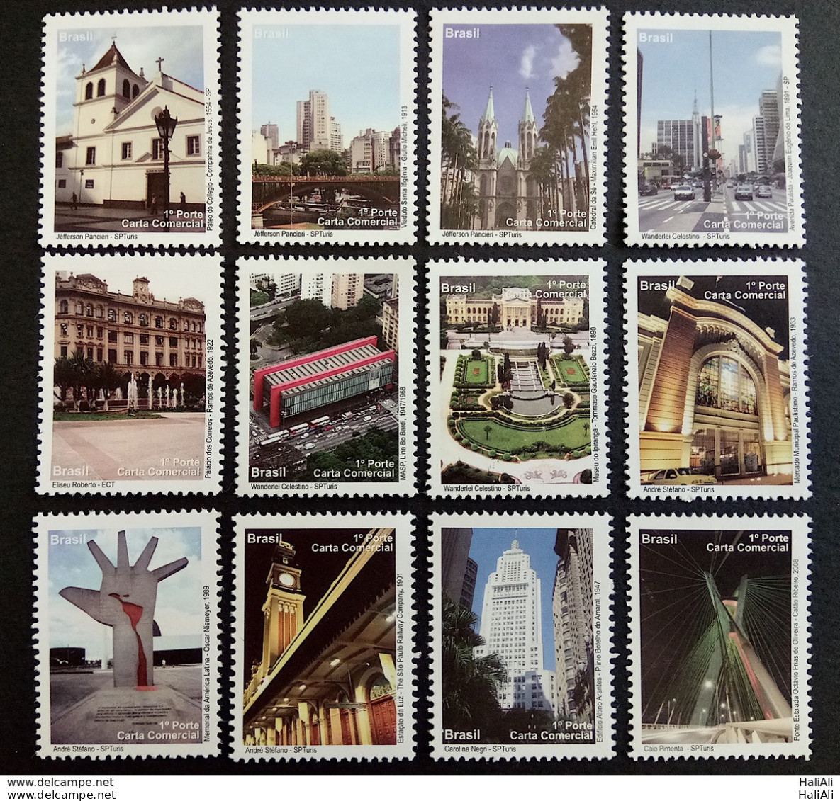 C 2885 Brazil Depersonalized Stamp Tourism Sao Paulo Church Bridge 2009 Vertical Complete Series - Personalized Stamps