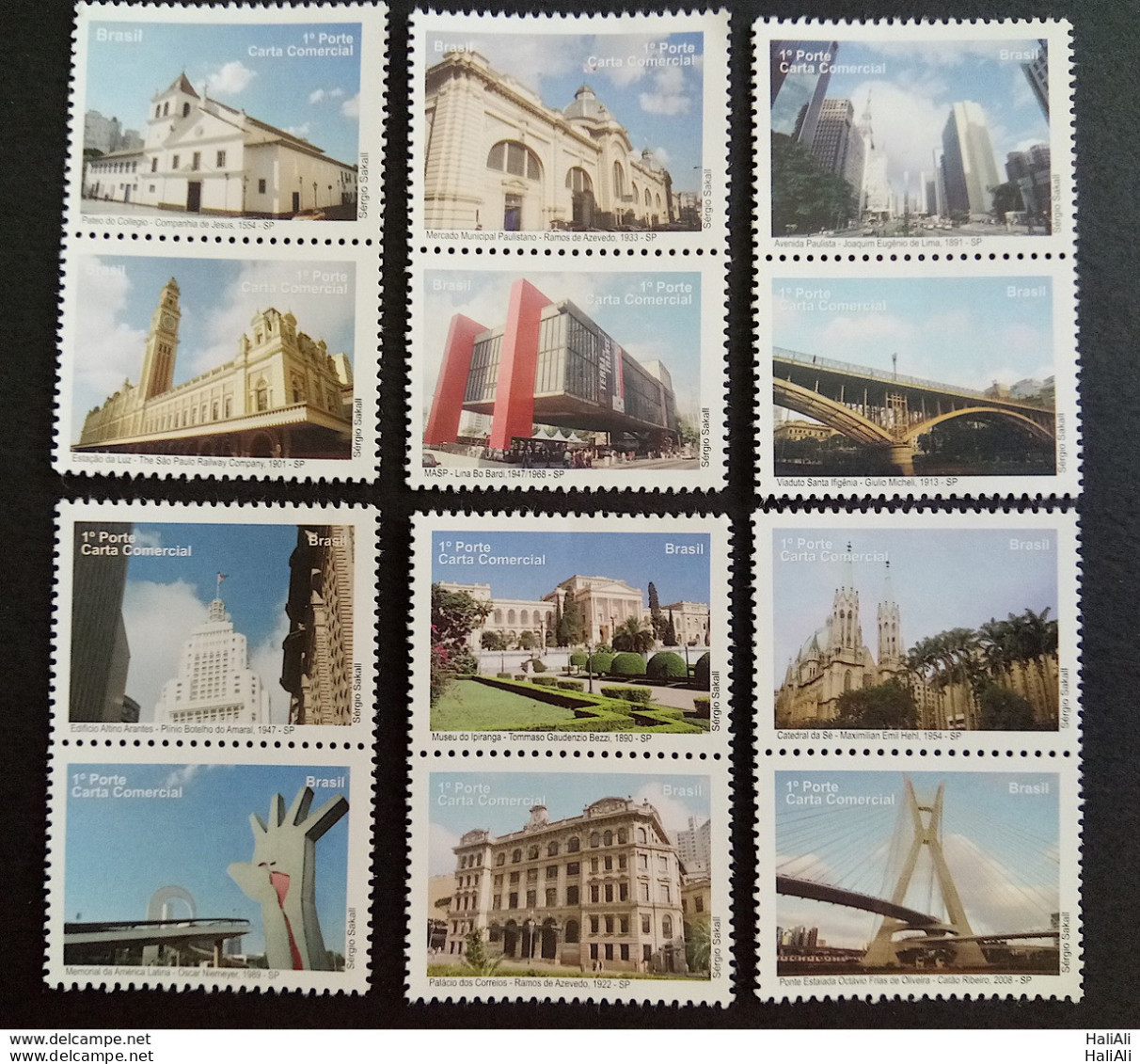 C 2873 Brazil Depersonalized Stamp Tourism Sao Paulo Church Bridge 2009 Horizontal Complete Series - Personalized Stamps