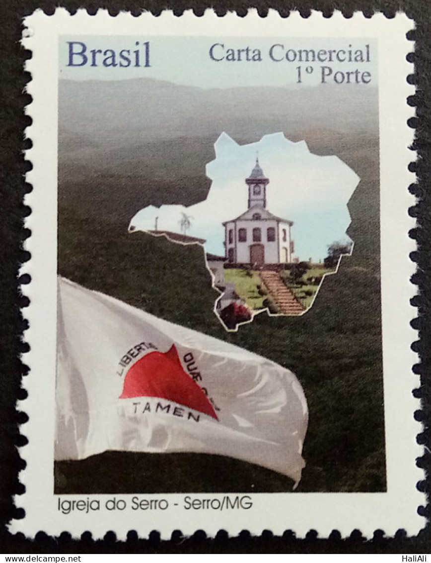 C 2856 Brazil Depersonalized Stamp Tourism Minas Gerais Church Of Serro Map Flag 2009 Vertical With Subtitle - Personalized Stamps