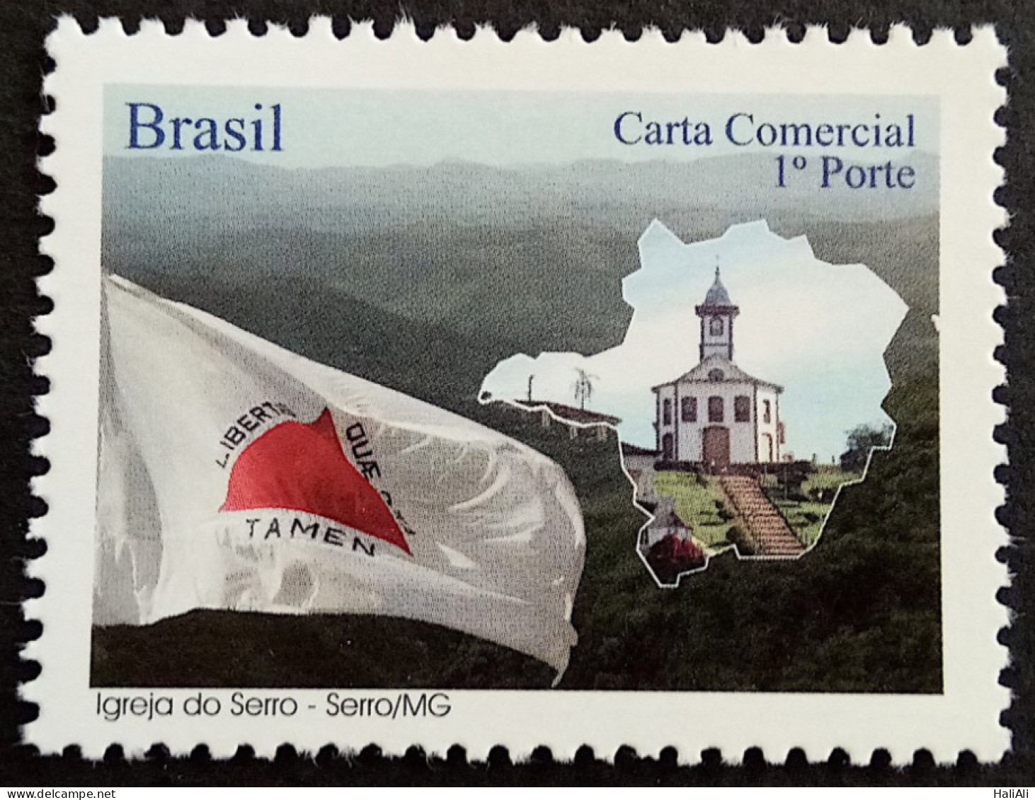 C 2855 Brazil Depersonalized Stamp Tourism Minas Gerais Church Of Serro Map Flag 2009 Horizontal With Subtitle - Personalized Stamps