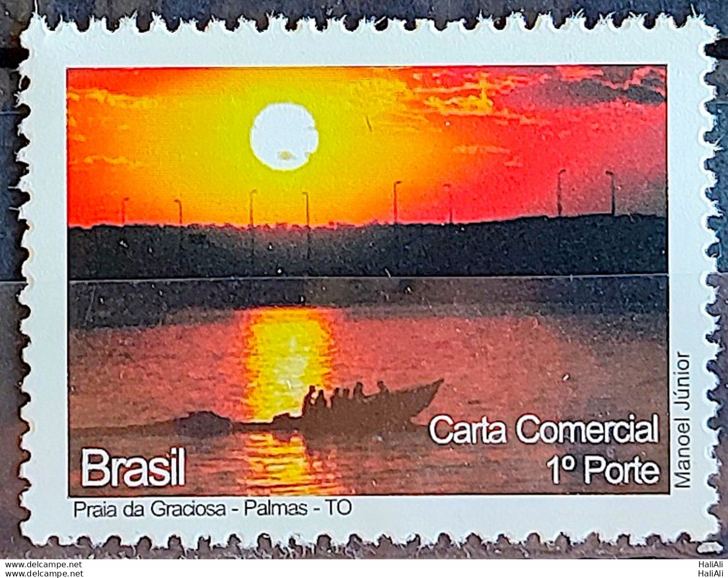 C 2813 Brazil Depersonalized Stamp Tocantins Tourism 2009 Beach Graciosa Palmas Boat Sunset - Gepersonaliseerde Postzegels