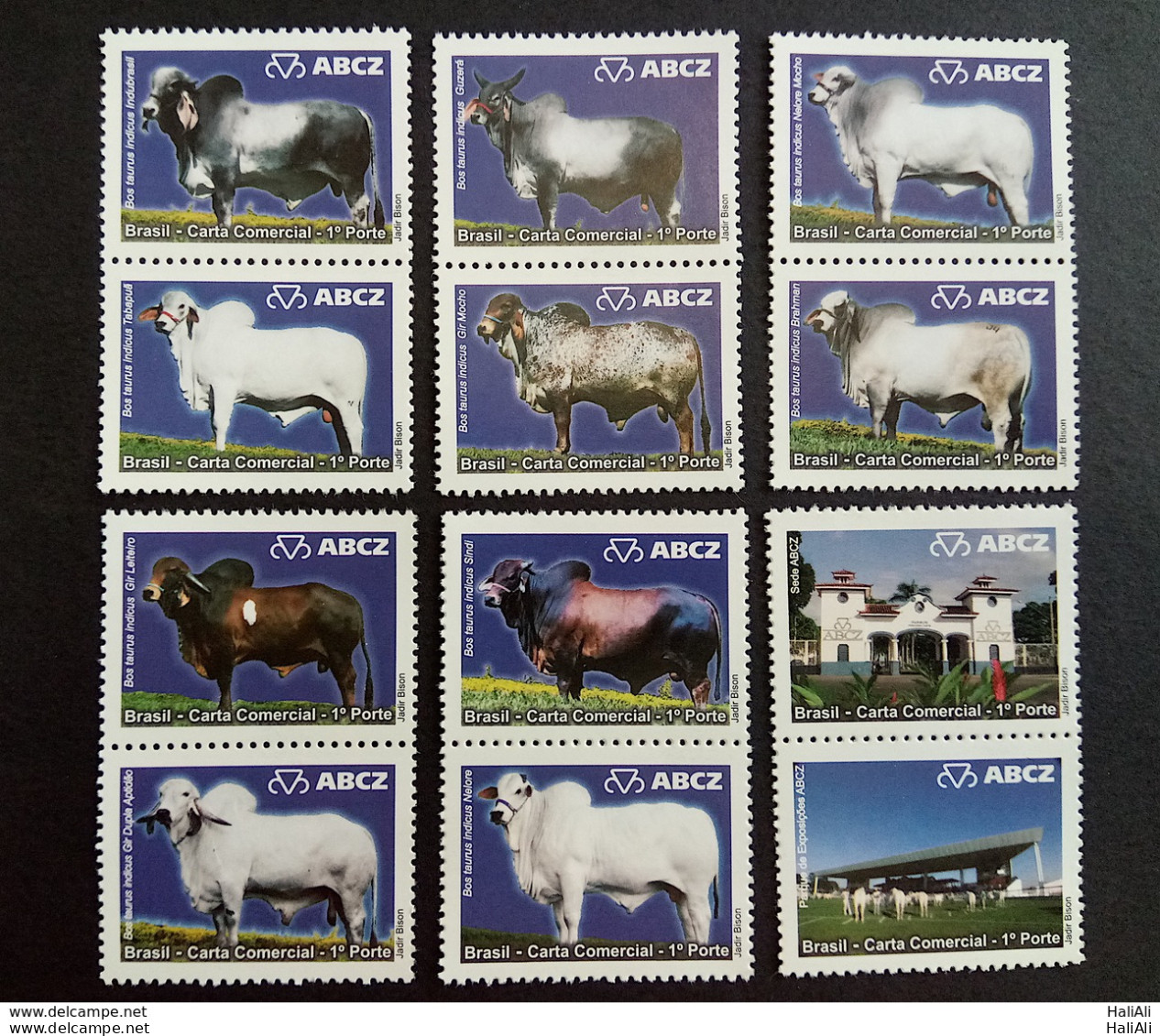 C 2789 Brazil Depersonalized Stamp EXPOZEBU Bull Cow Ox 2009 Complete Series - Personalized Stamps