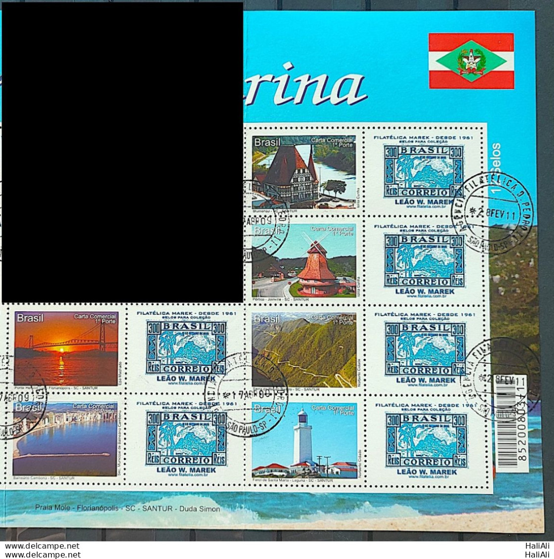 C 2783 Brazil Personalized Stamp Santa Catarina 2009 CPD SP Right Side Od The Sheet Very Rare - Personalized Stamps