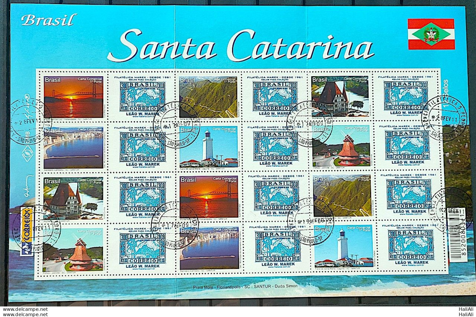 C 2783 Brazil Personalized Stamp Santa Catarina 2009 Sheet Very Rare - Gepersonaliseerde Postzegels