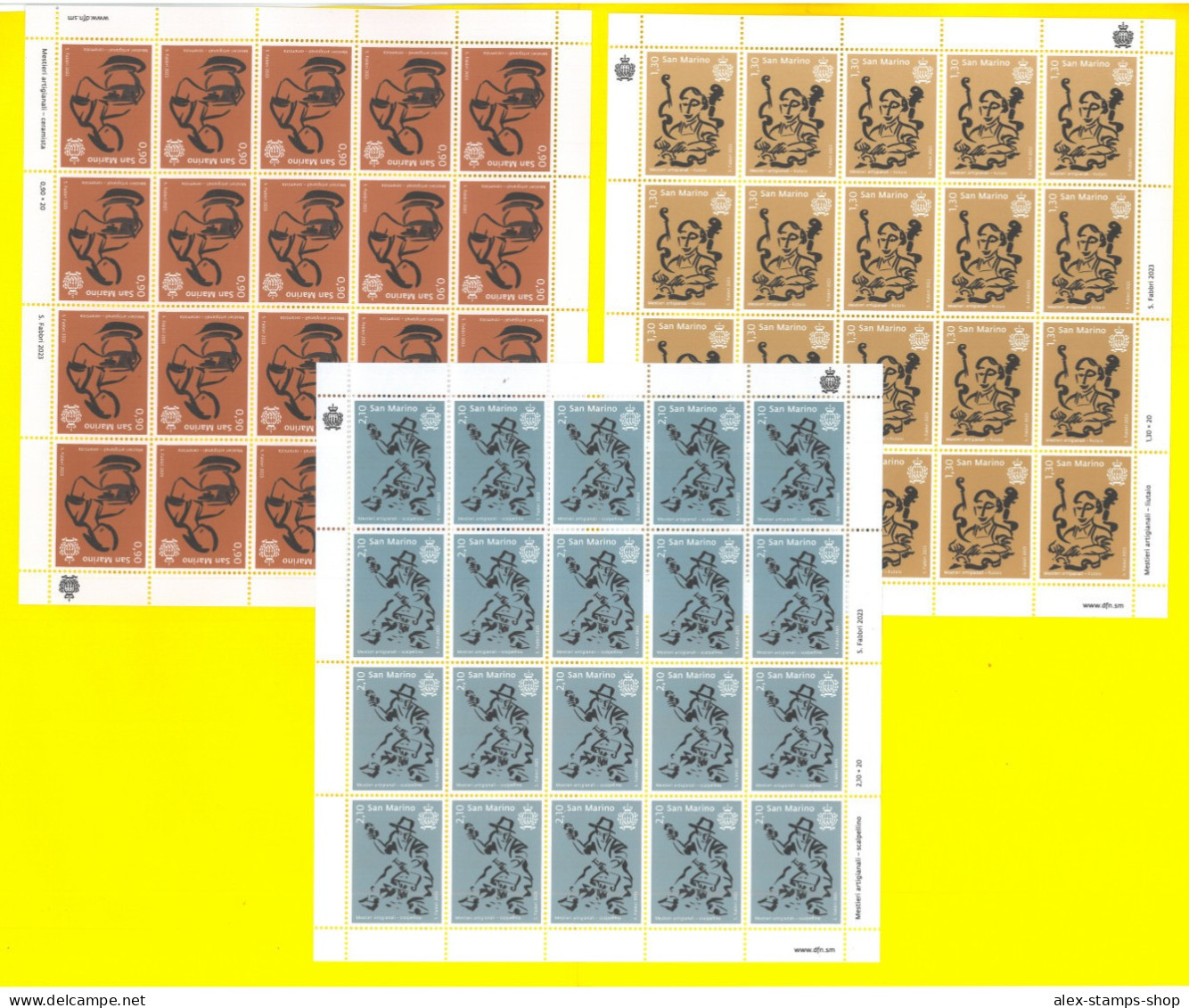 SAN MARINO 2023 N.3 New Sheet Mestieri Artigiani - Foglietti Nuovi - Blocs-feuillets