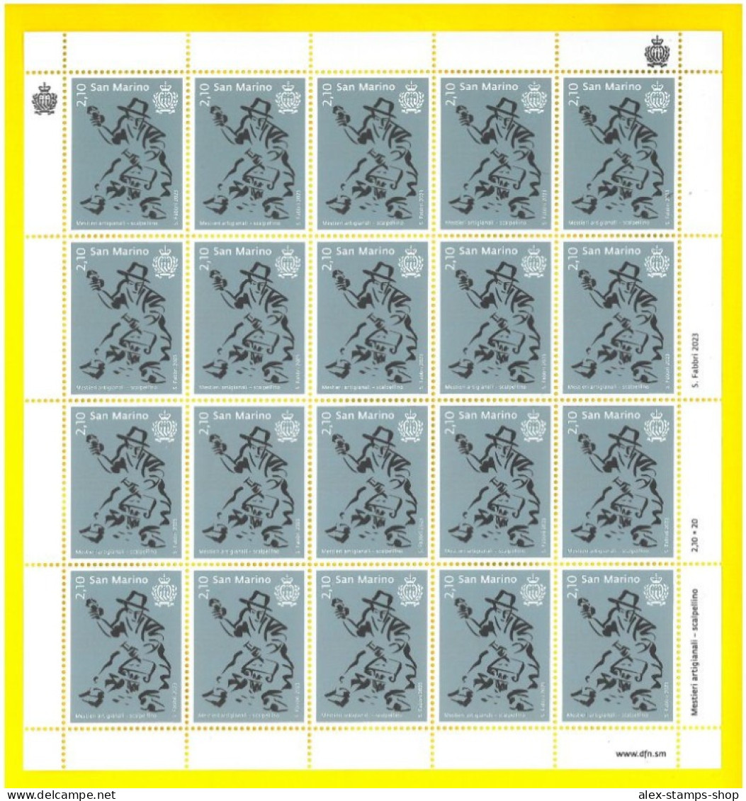 SAN MARINO 2023 N.3 New Sheet Mestieri Artigiani - Foglietti Nuovi - Blocks & Sheetlets