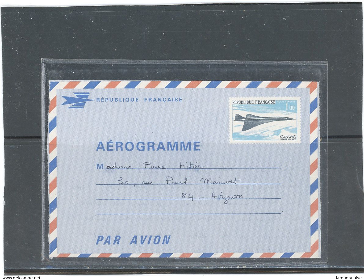 AEROGRAMME -N°1001 -AER   -CONCORDE - COURRIER INTERIEUR -VOYAGÉ, NON OBLITERÉ - Aerogramas