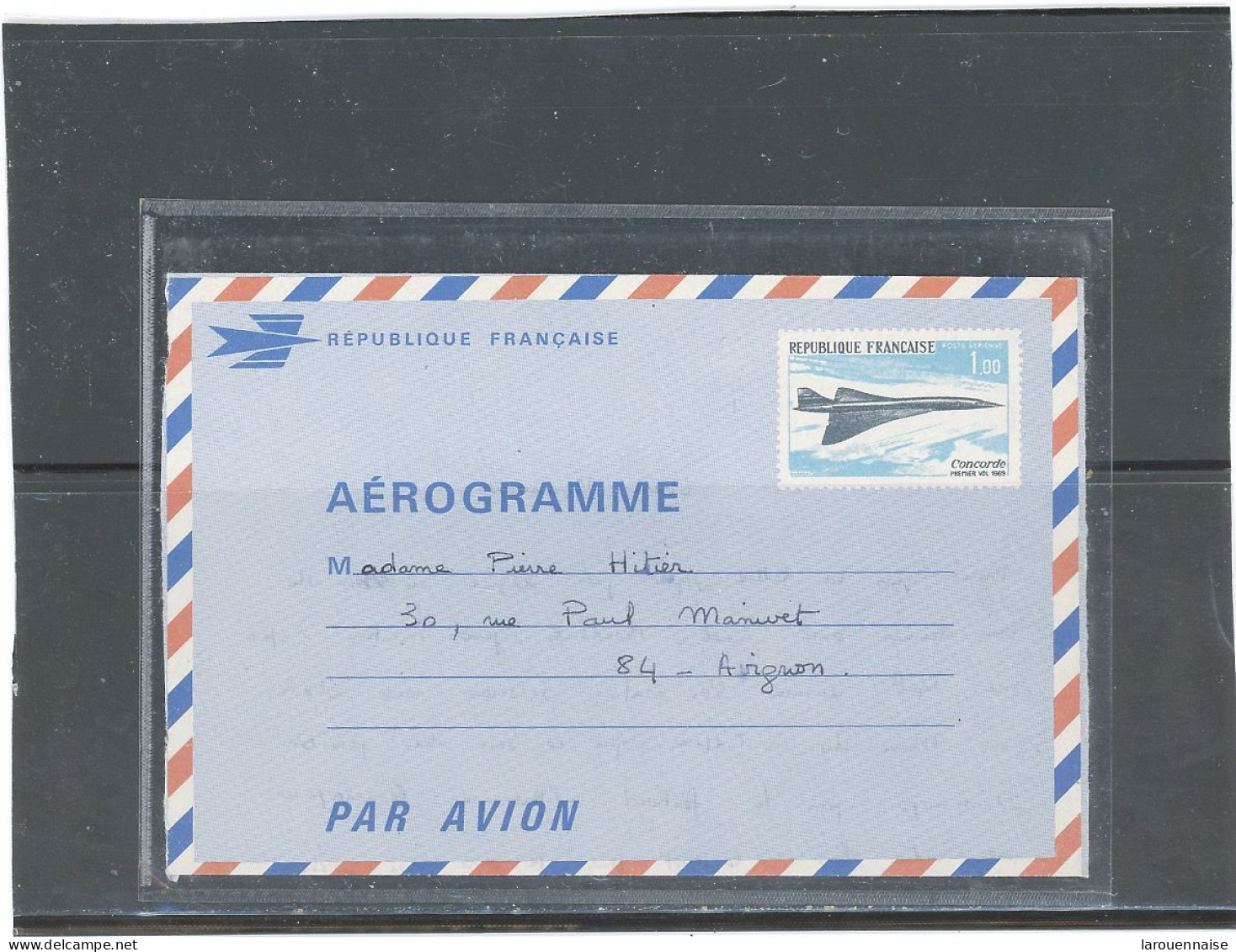 AEROGRAMME -N°1001 -AER   -CONCORDE - COURRIER INTERIEUR -VOYAGÉ, NON OBLITERÉ - Aérogrammes