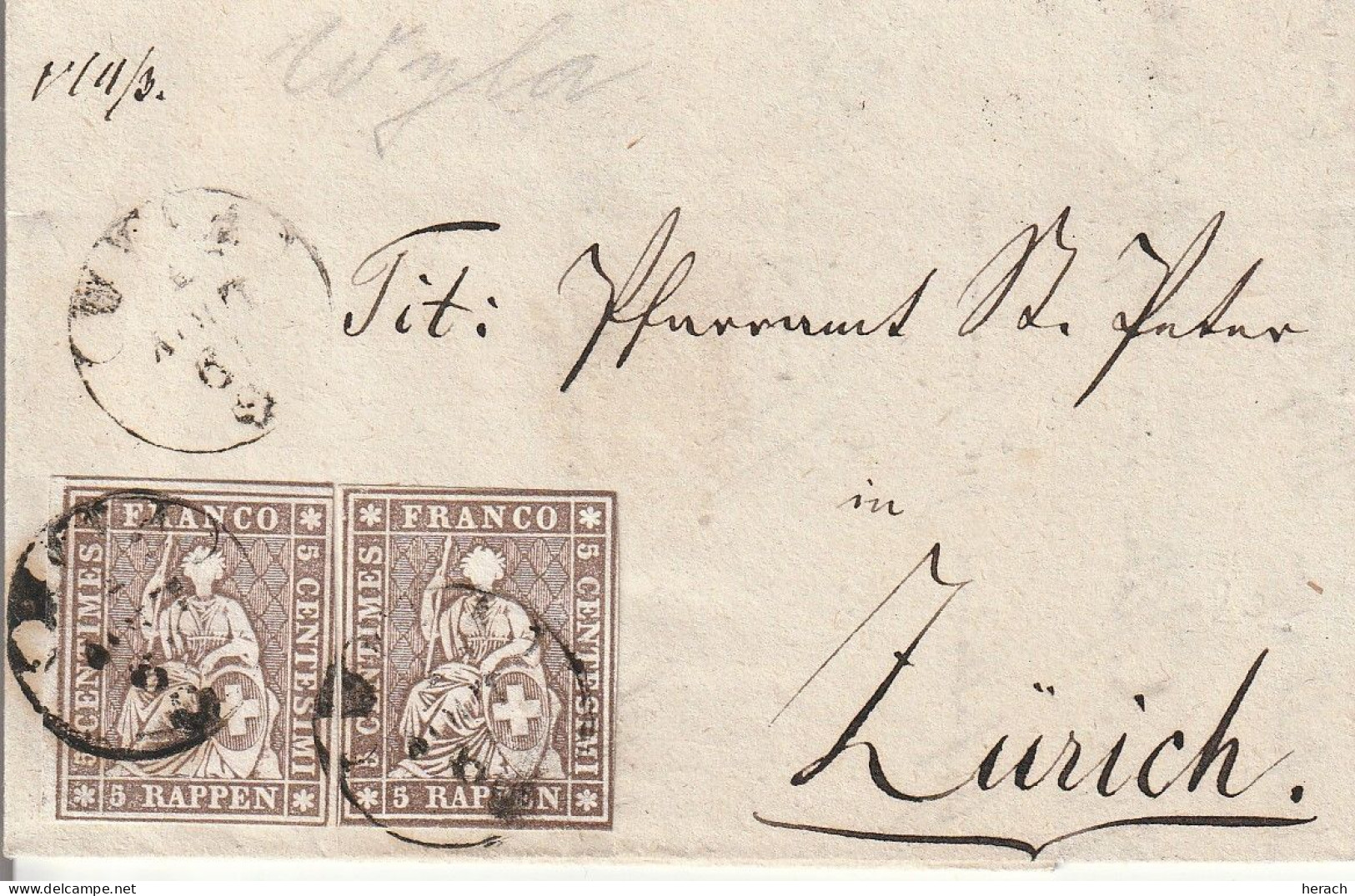 Suisse Lettre Avec Correspondance Wyla 1861 - Marcophilie