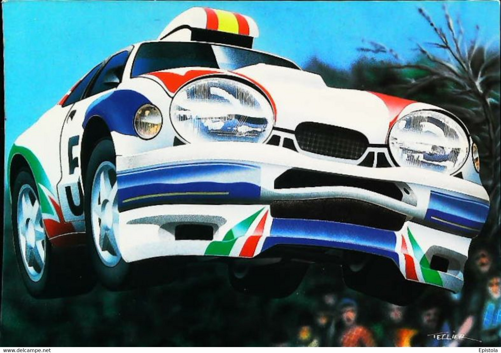 ► Automobile Caricature - TOYOTA Corolla De Carlos SAINZ Rallye -  Dessin D'après Frédéric TELLIER 1990's - Rally Racing