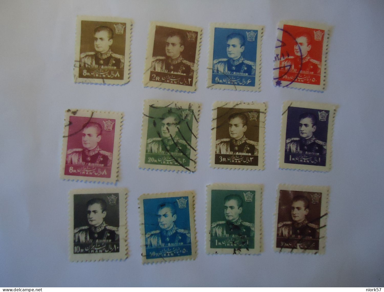 IRAN USED 12  STAMPS  1958 SULTAN - Iran