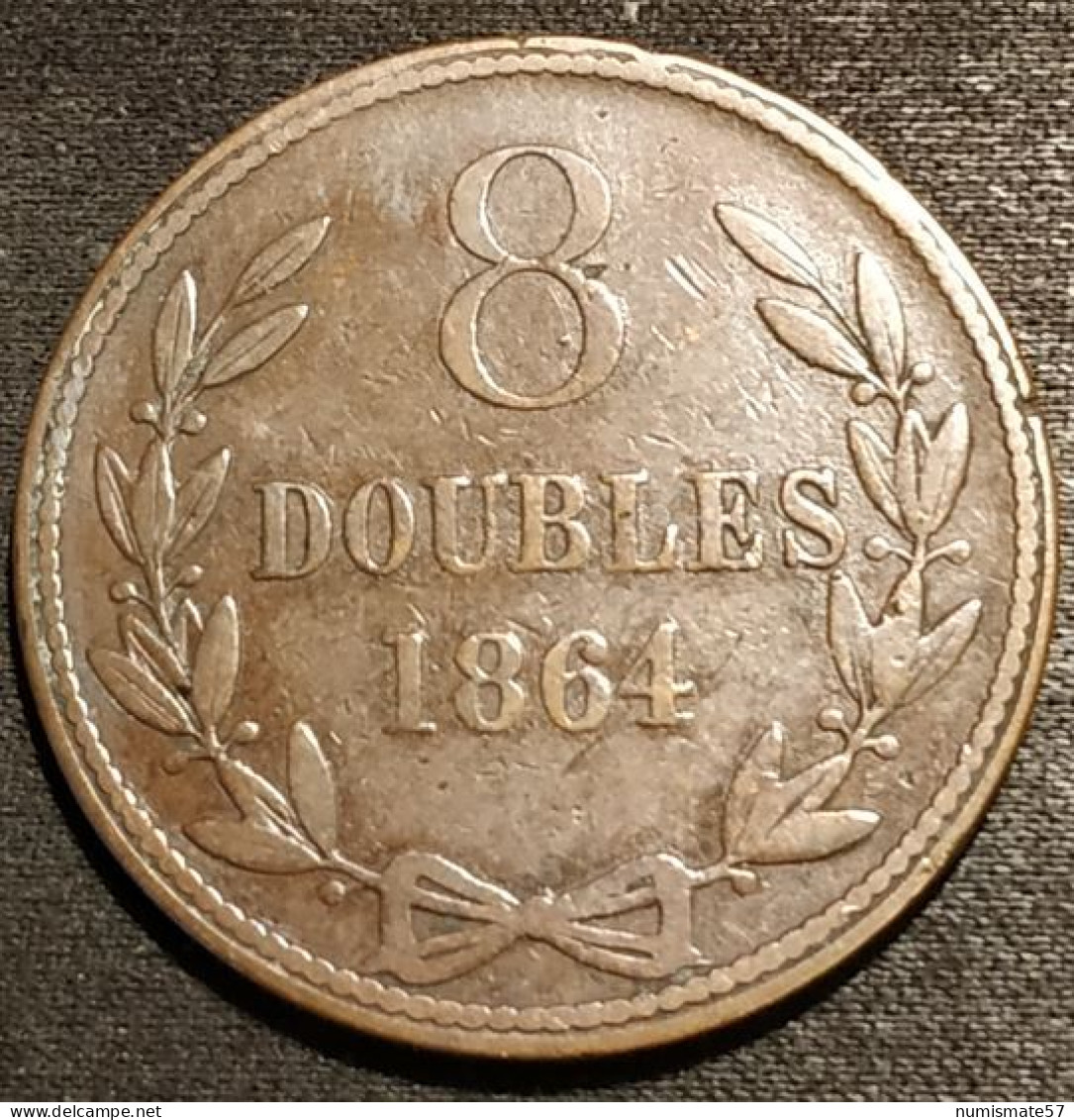 GUERNESEY - 8 DOUBLES 1864 - KM 7 - GUERNSEY - Guernesey