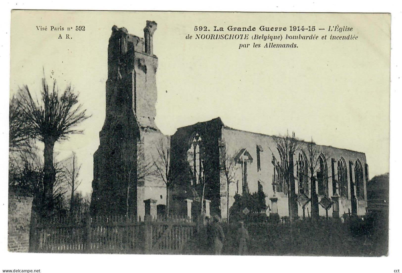 Noordschote  Lo-Reninge  L'Eglise De Noordschote Bombardée Et Incendiée Par Les Allemands  EERSTE WERELDOORLOG - Lo-Reninge