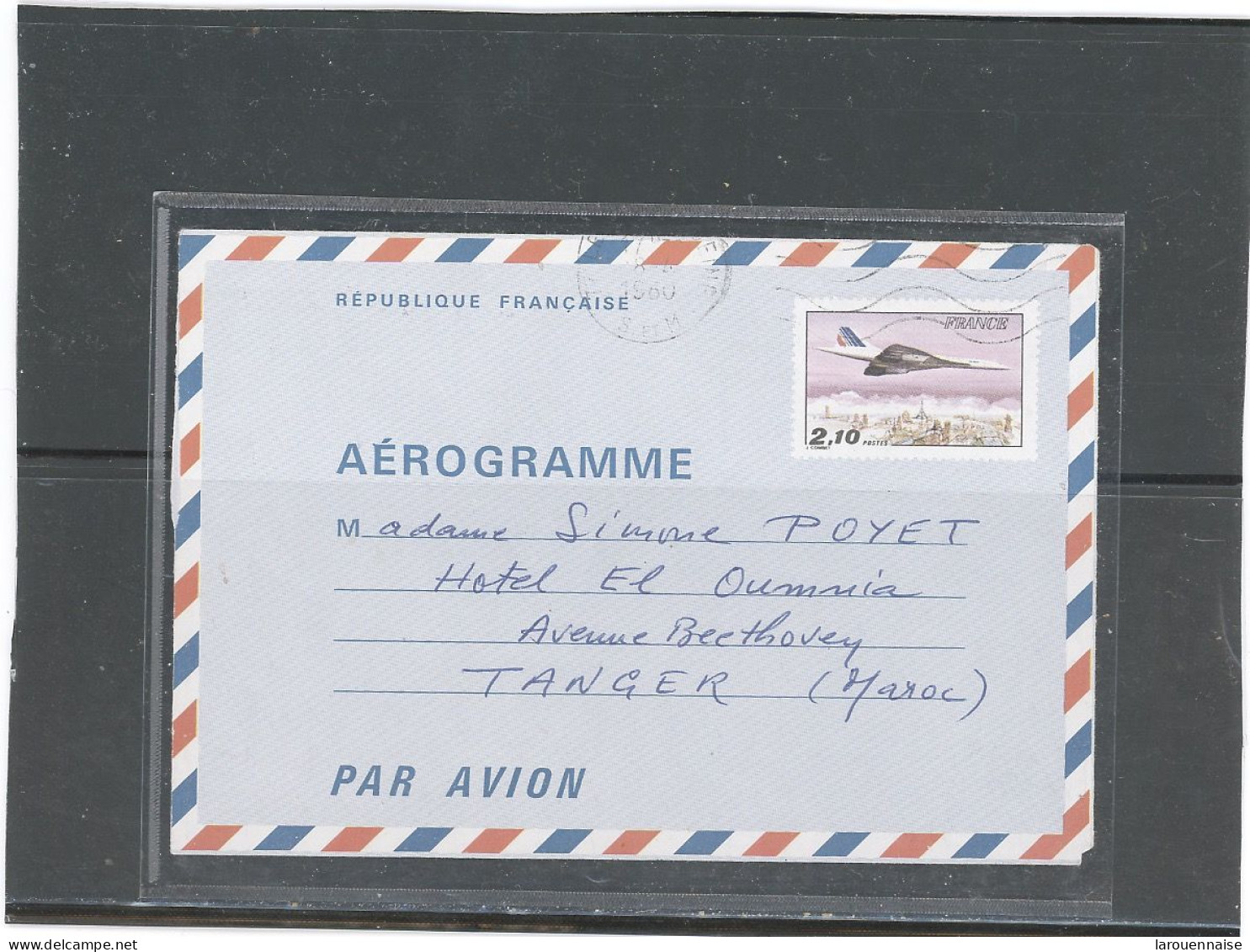 AEROGRAMME -N°1006 AER CONCORDE 2,10 OBLITERÉ -DESTINATION MAROC - Aérogrammes