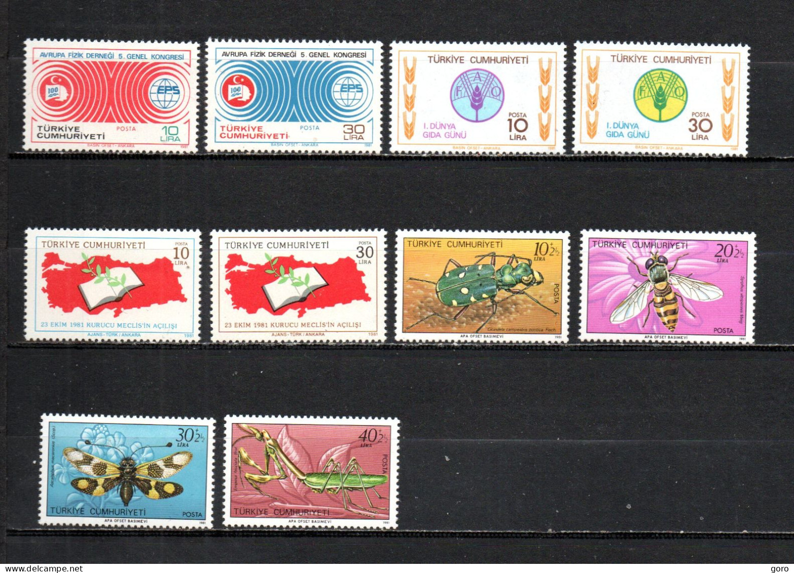 Turquía  1981  .-   Y&T  Nº   2338/2339-2340/2341-2342/2343-2344/2347   ** - Unused Stamps