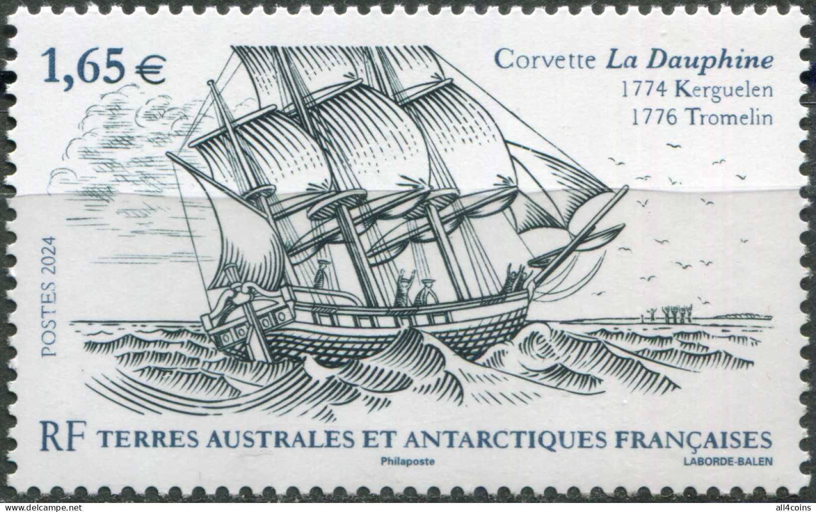 TAAF 2024. Corvette The Dauphine (MNH OG) Stamp - Unused Stamps