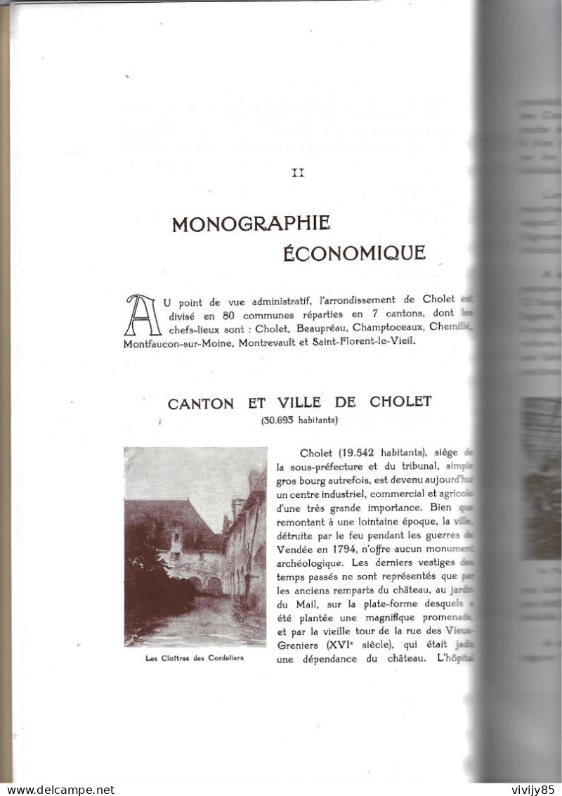 49 -Livre Rare"CHOLET Et Son Arrondissement"( Monographie )-BEAUPREAU-CHEMILLE-MONTFAUCON-CHAMPTOCEAUX - Pays De Loire