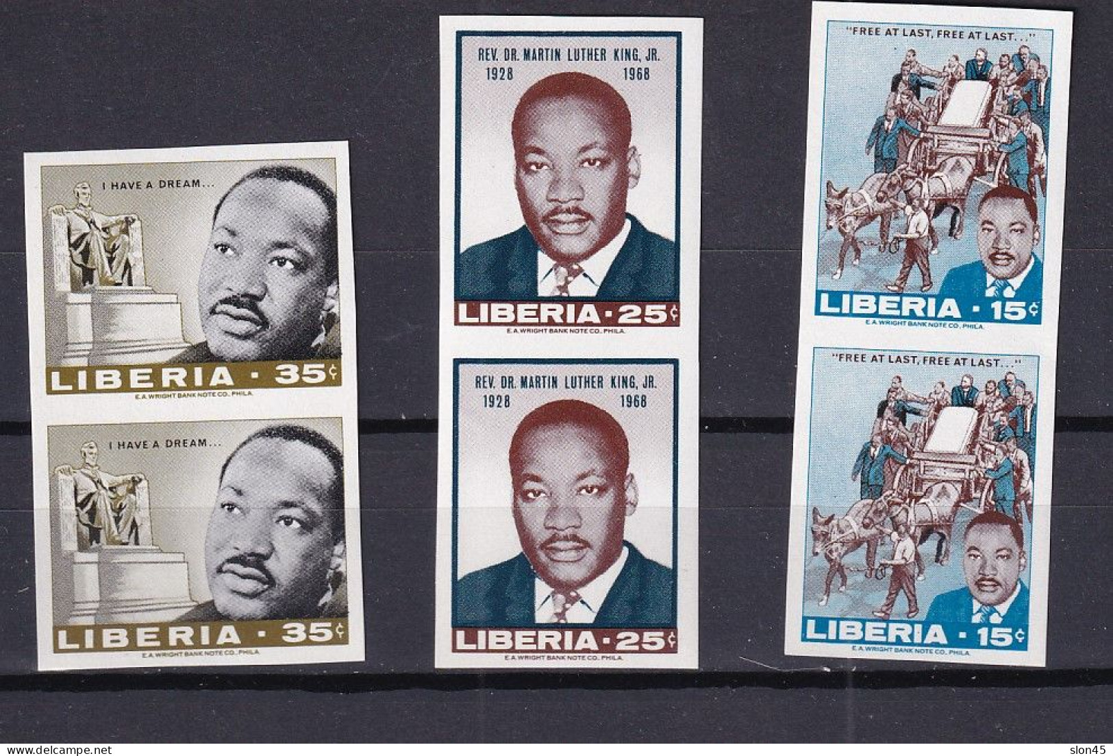 Liberia 1968 Martin Luther King Vertical Imperf Pairs MNH 15979 - Liberia