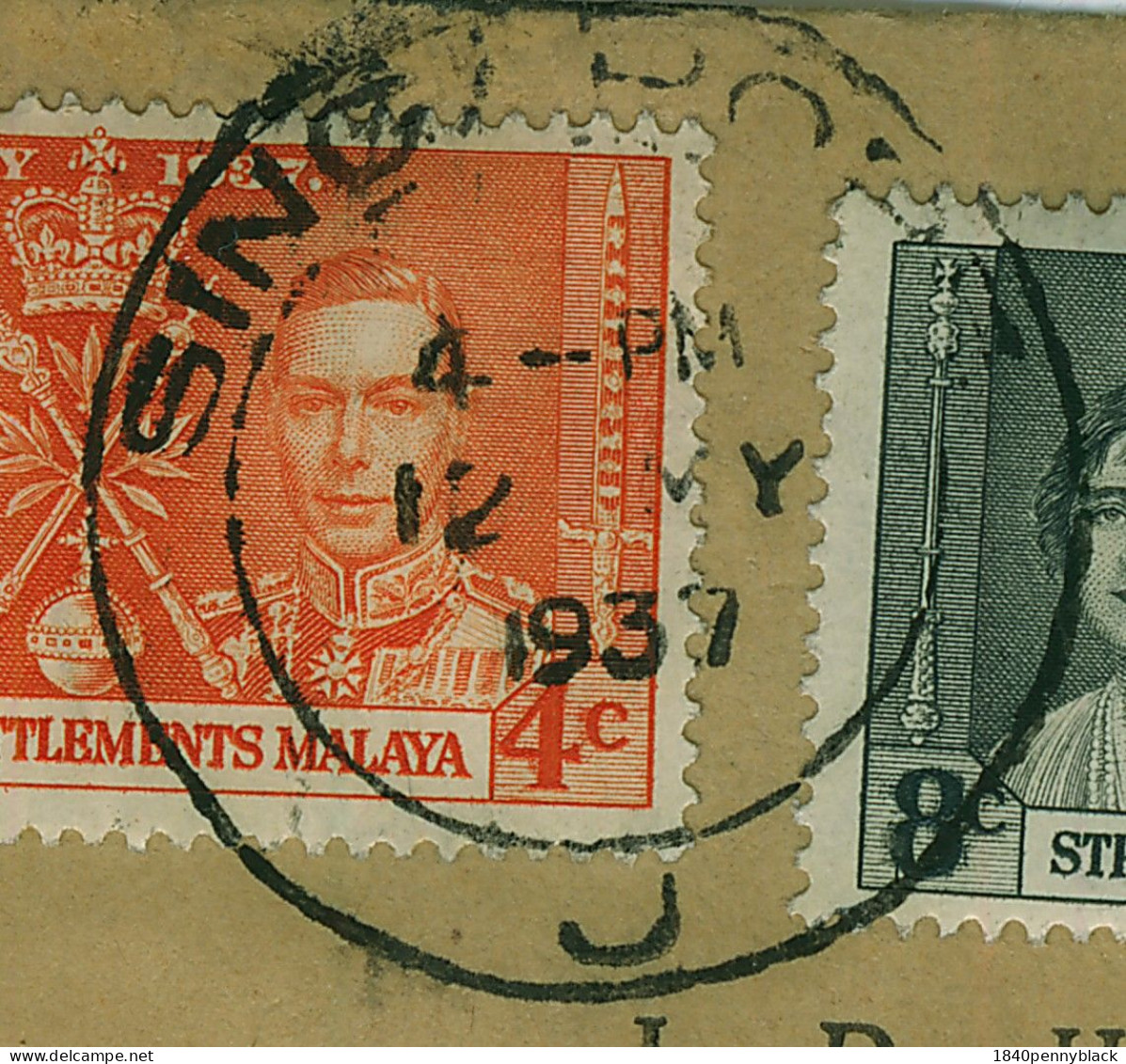 MALAYA STRAITS SETTLEMENTS SINGAPORE KGVI 1937 Coronation SG  275-7 First Day Cover To Birmingham - Straits Settlements