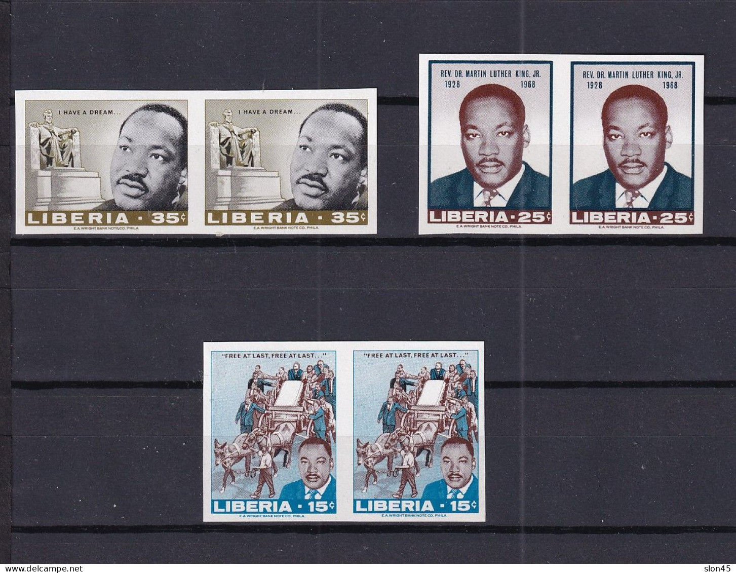 Liberia 1968 Martin Luther King Horizontal Imperf Pairs MNH 15979 - Liberia