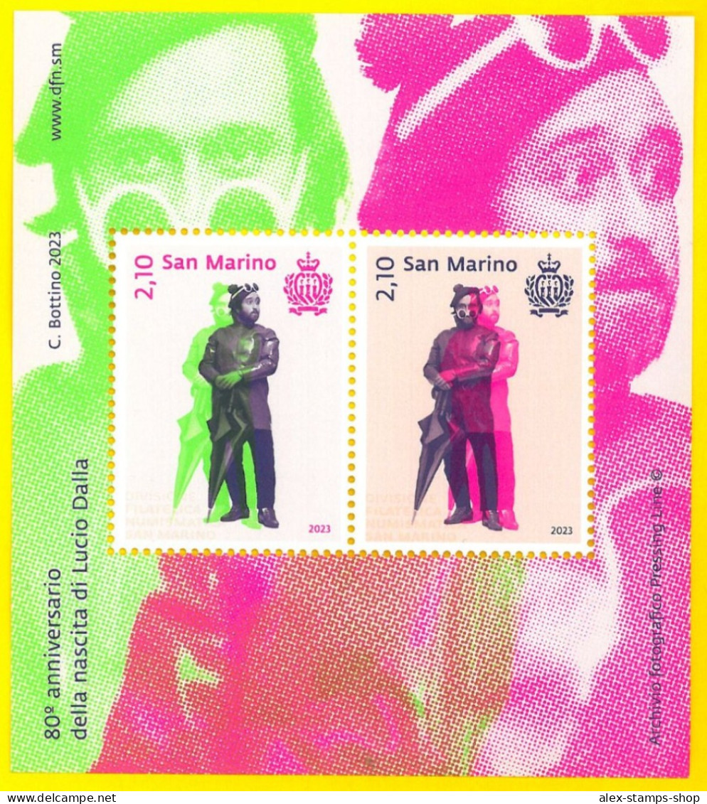 SAN MARINO 2023 80° Anniversario Della Nascita Di Lucio Dalla - New Minisheet - Unused Stamps