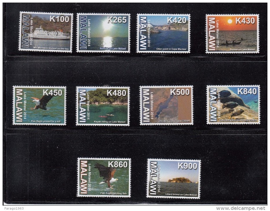 2014 Malawi Lake Malawi Flora & Fauna Eagle Tourism Kayak Complete Set Of 10 MNH - Malawi (1964-...)