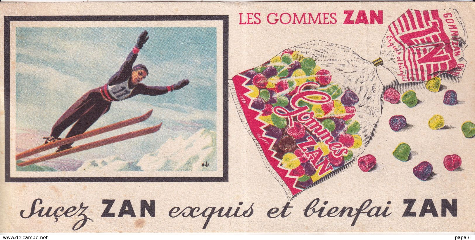 Buvard  LES GOMMES ZAN  Suçez ZAN  Exquis Et Bienfait ZAN - Cake & Candy