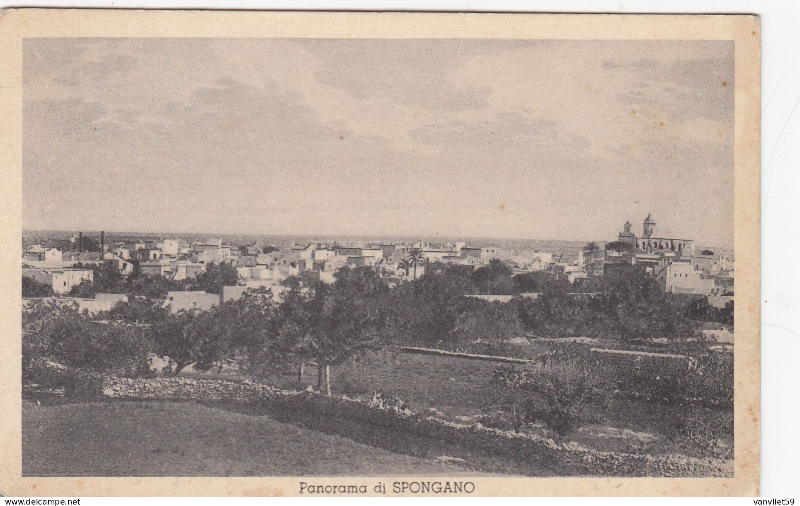 SPONGANO-LECCE-PANORAMA-CARTOLINA VIAGGIATA IL 17-12-1934 - Lecce