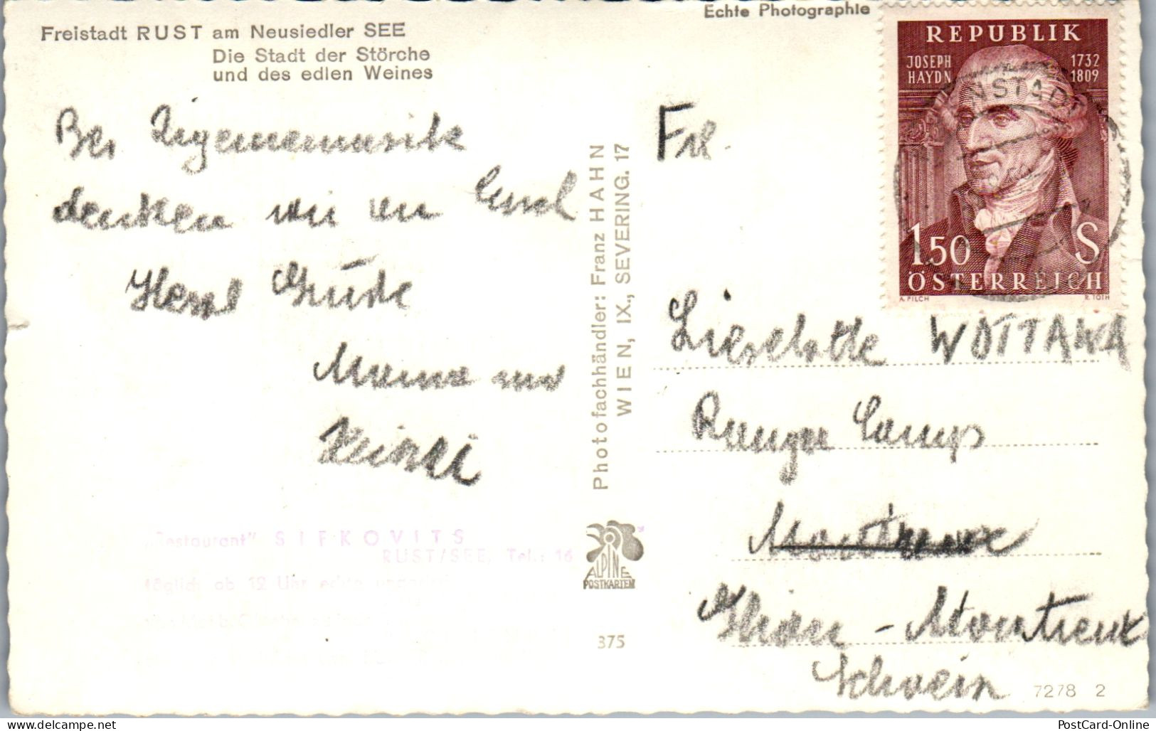 49366 - Burgenland - Rust , Neusiedler See , Boot - Gelaufen 1959 - Neusiedlerseeorte
