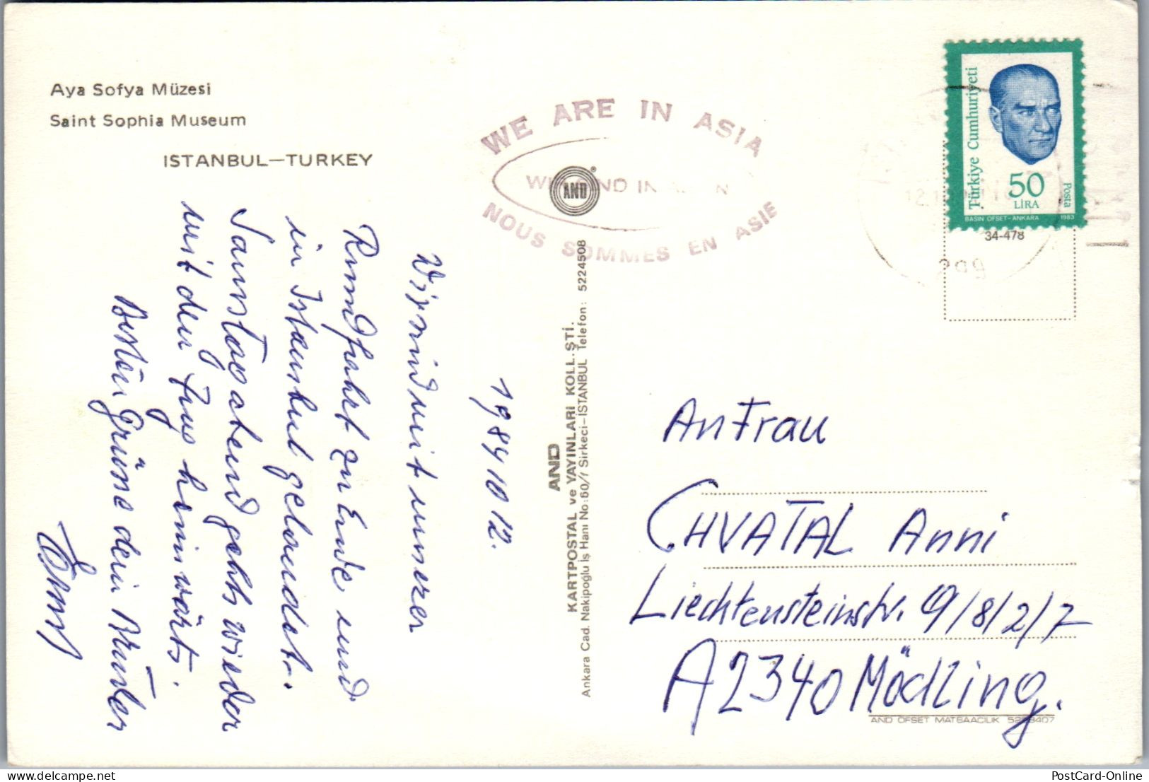 49323 - Türkei - Istanbul , Ayasofya - Gelaufen 1984 - Turchia