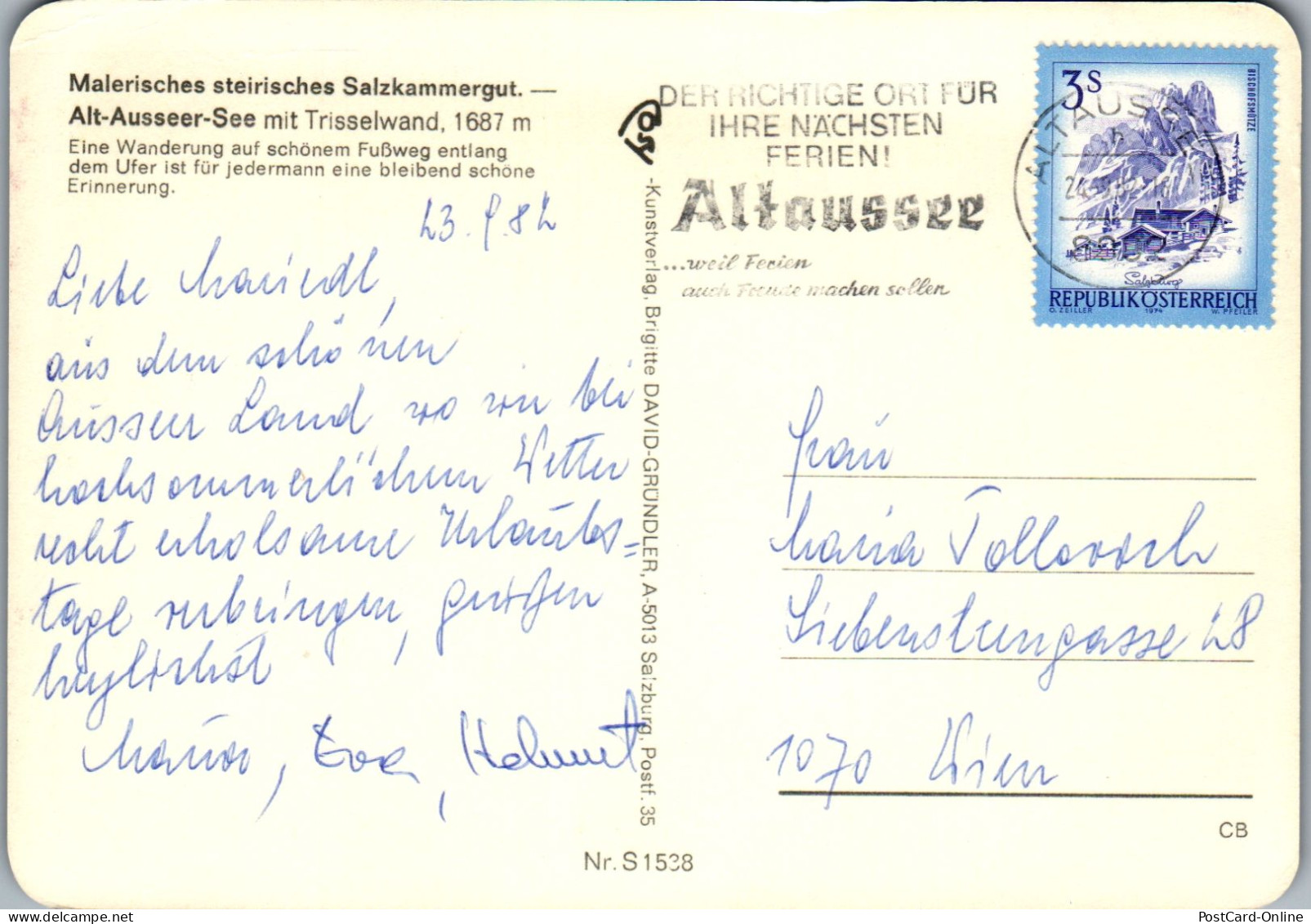 48938 - Steiermark - Altaussee , Altausseer See Mit Trisselwand , Panorama - Gelaufen 1982 - Ausserland