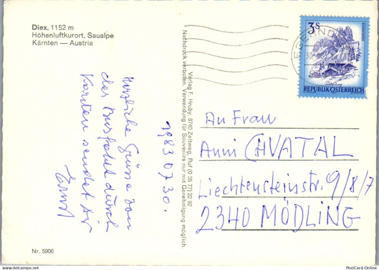 48915 - Kärnten - Diex , Saualpe , Mehrbildkarte - Gelaufen 1983 - Völkermarkt