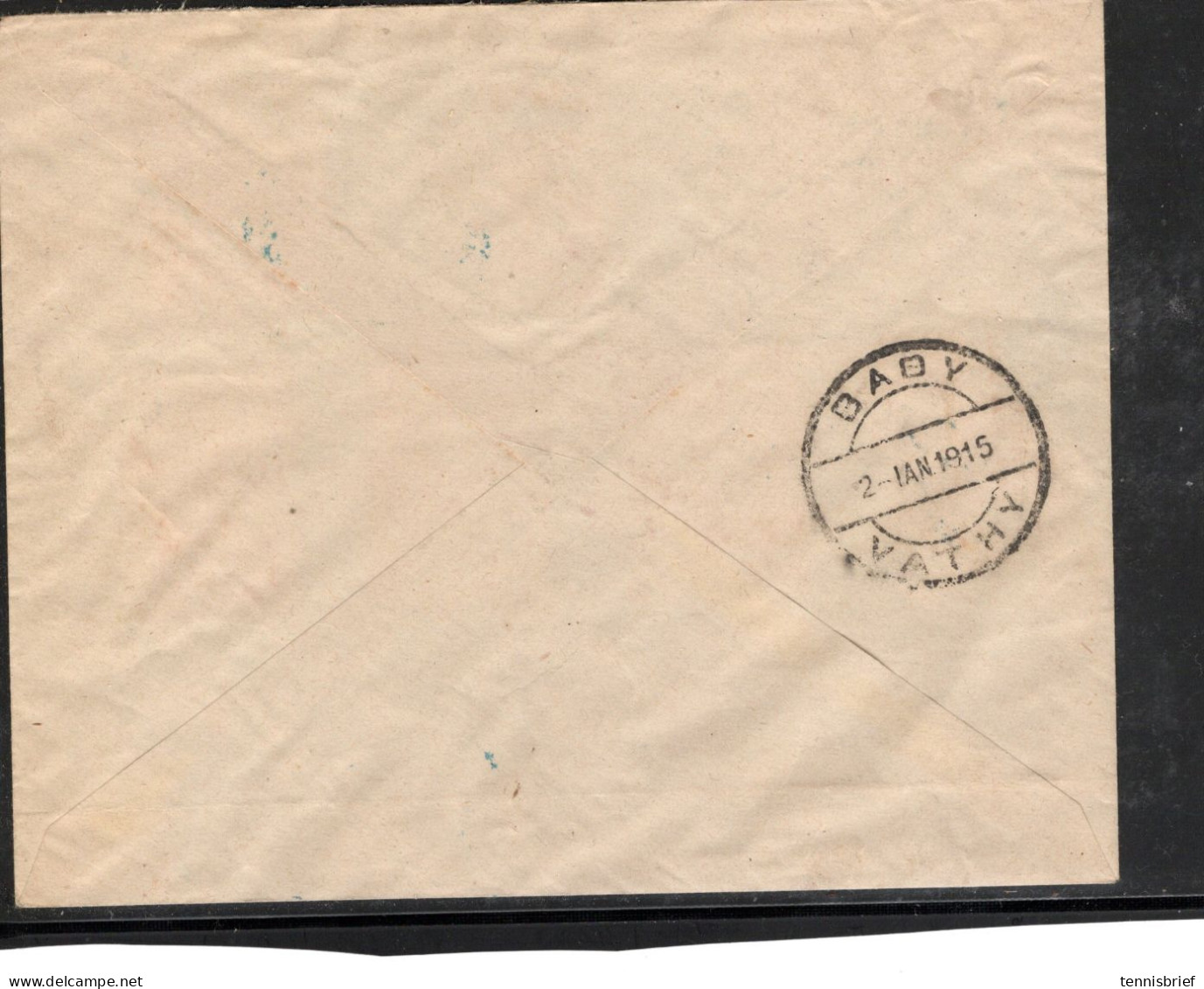 1915 , Complete Set Overprint , Scarce Blue Cancel " KARLOVSSI 1. Jan. 1915 "  Scarce Registered Label  ,ariv..   #1510 - Samos