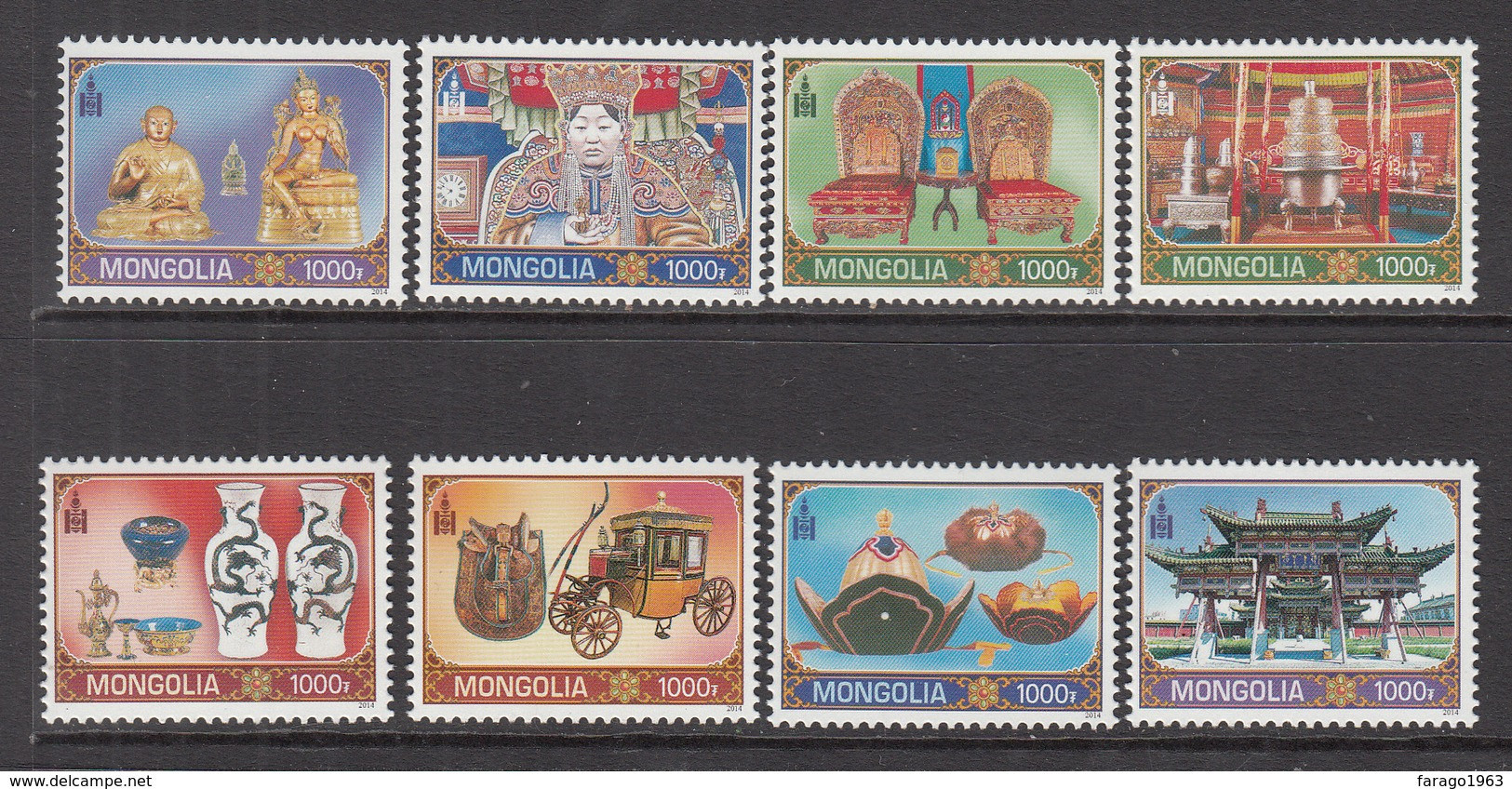 2014 Mongolia Culture Artefacts From Museum Pottery  Complete Set Of 8 MNH - Mongolei