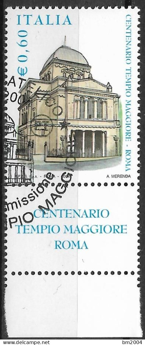 2004 Italien  Mi. 2973-4 FD Used  100 Jahre Große Synagoge Von Rom - 2001-10: Oblitérés