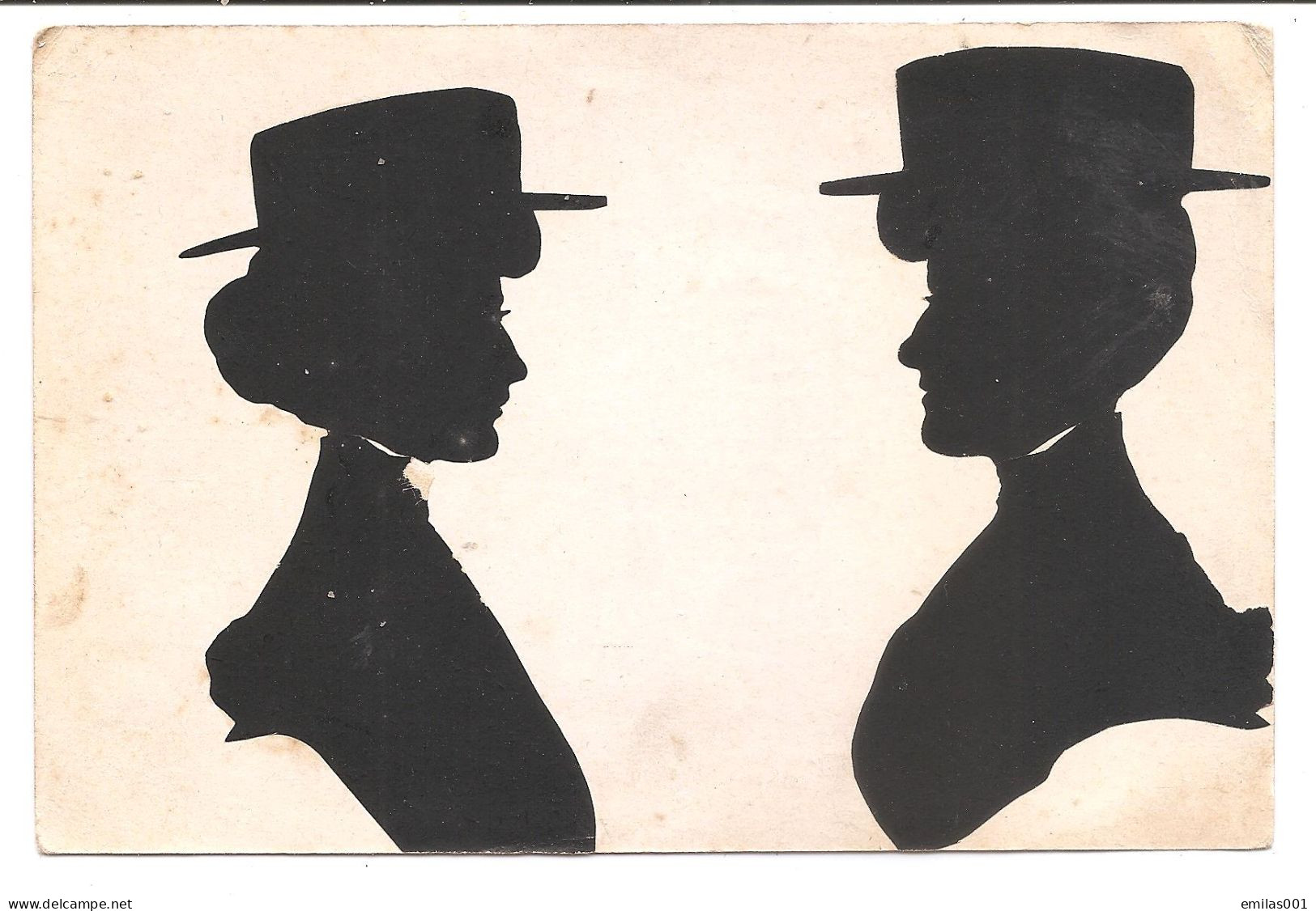 Silhouette - Profil Des Femmes Avec Un Chapeau , 1900 , - Silhouettes