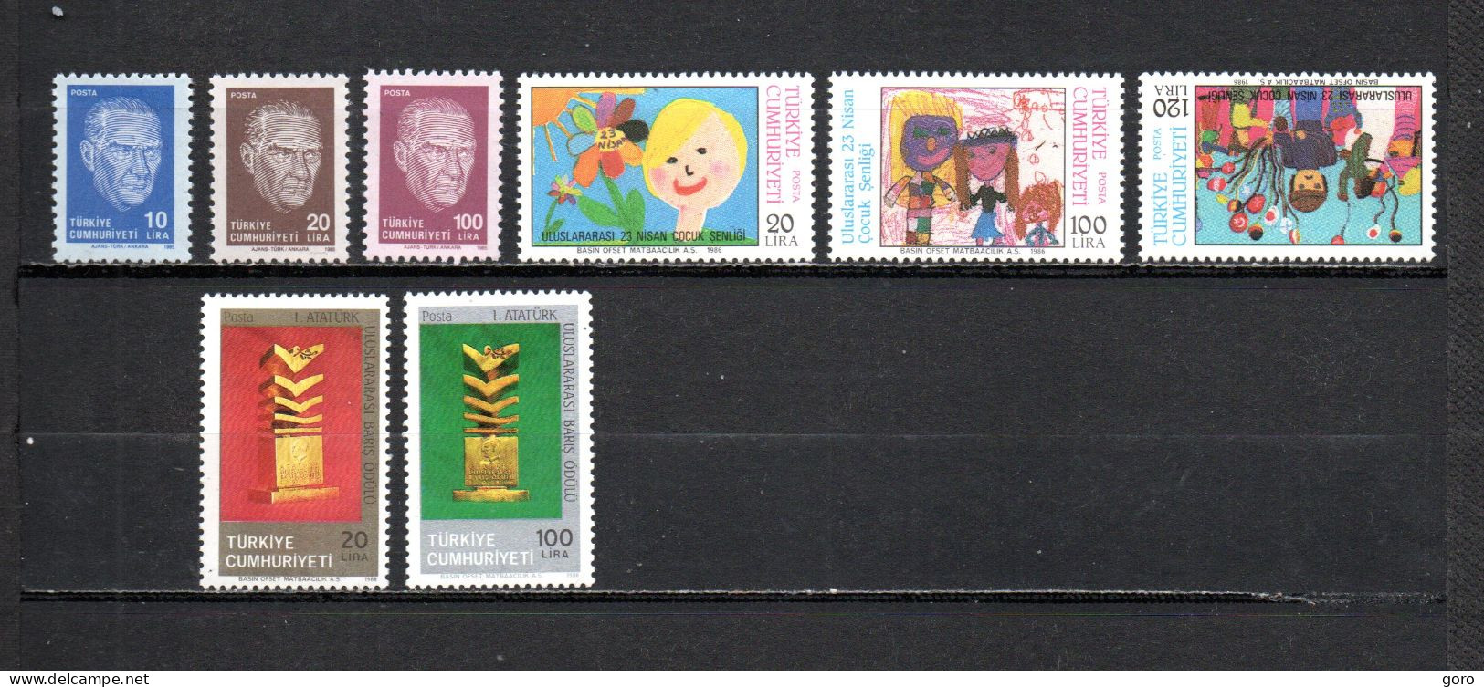 Turquía  1985-86 .-   Y&T  Nº   2488/2490-2491/2493-2496/2497   ** - Unused Stamps